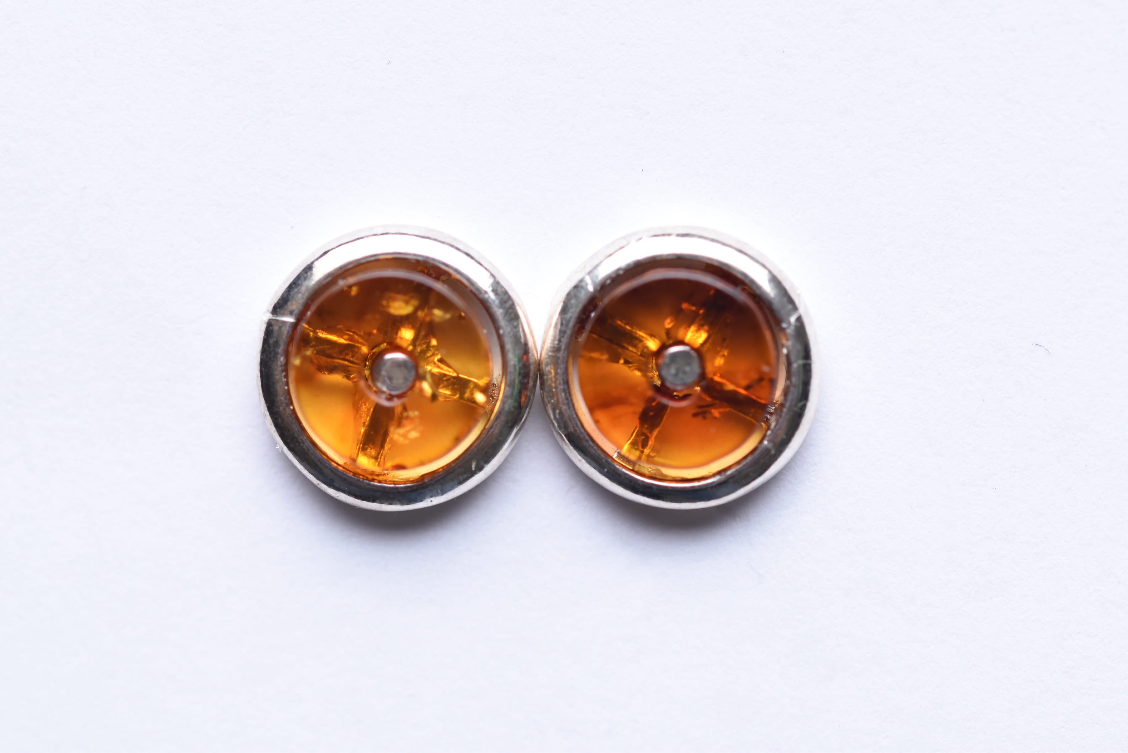 Lengyel borostyán fülbevaló ezüst foglalatban