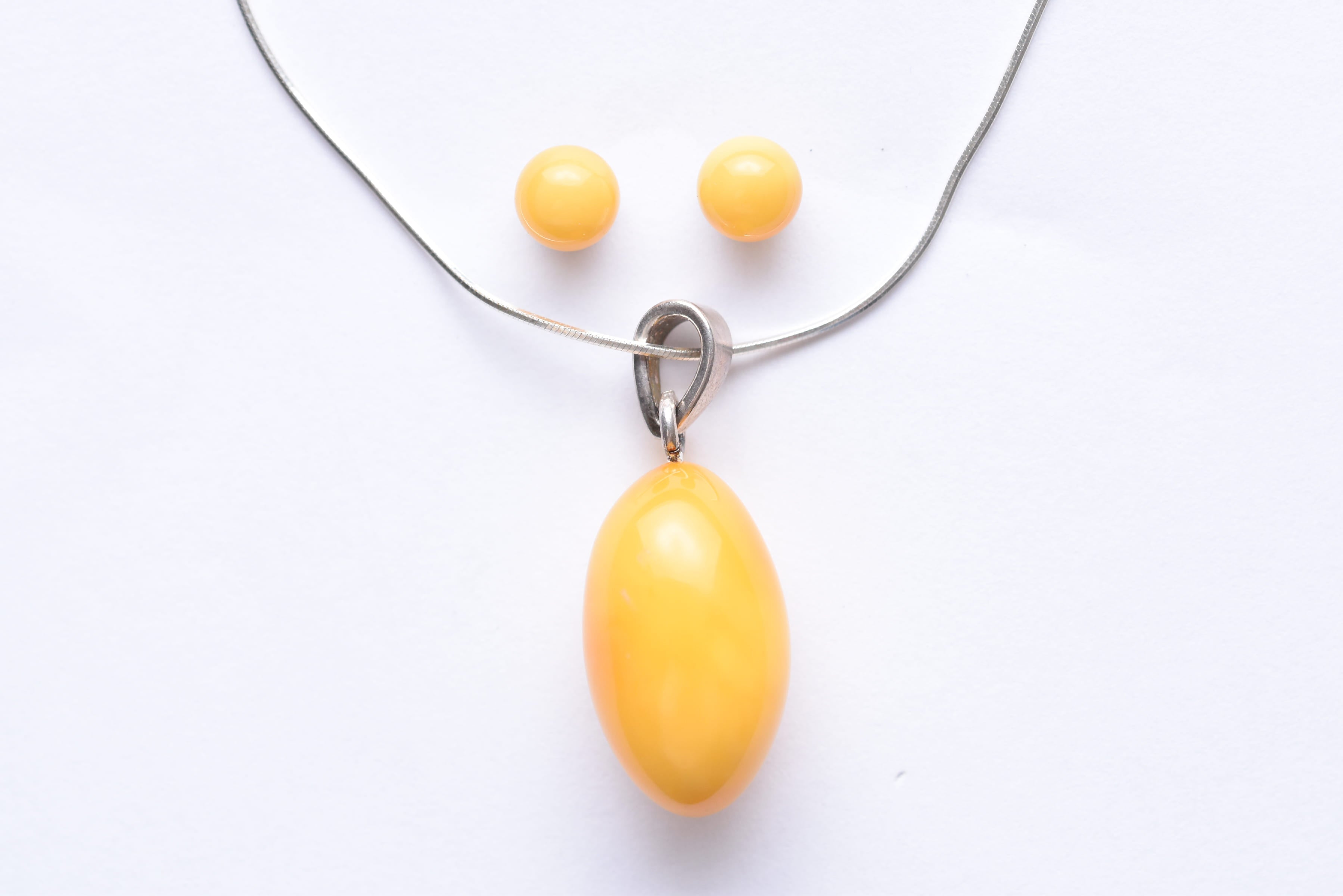 Lengyel borostyán ékszer szett ezüsttel kombinálva