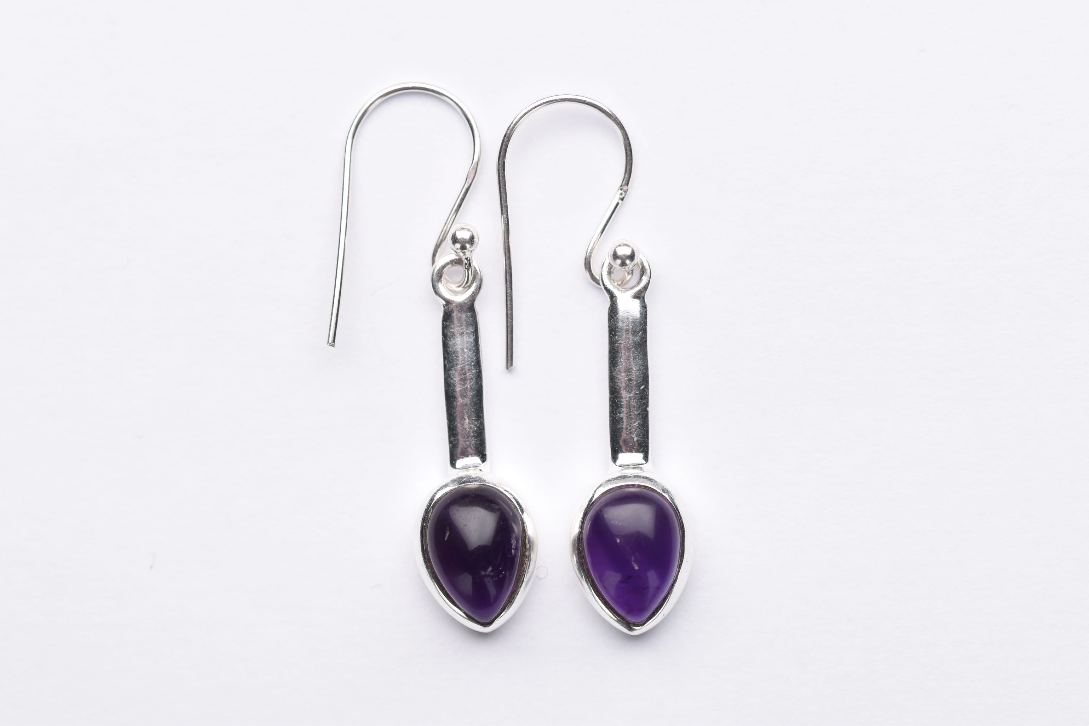Ametiszt fülbevaló ezüst foglalatban