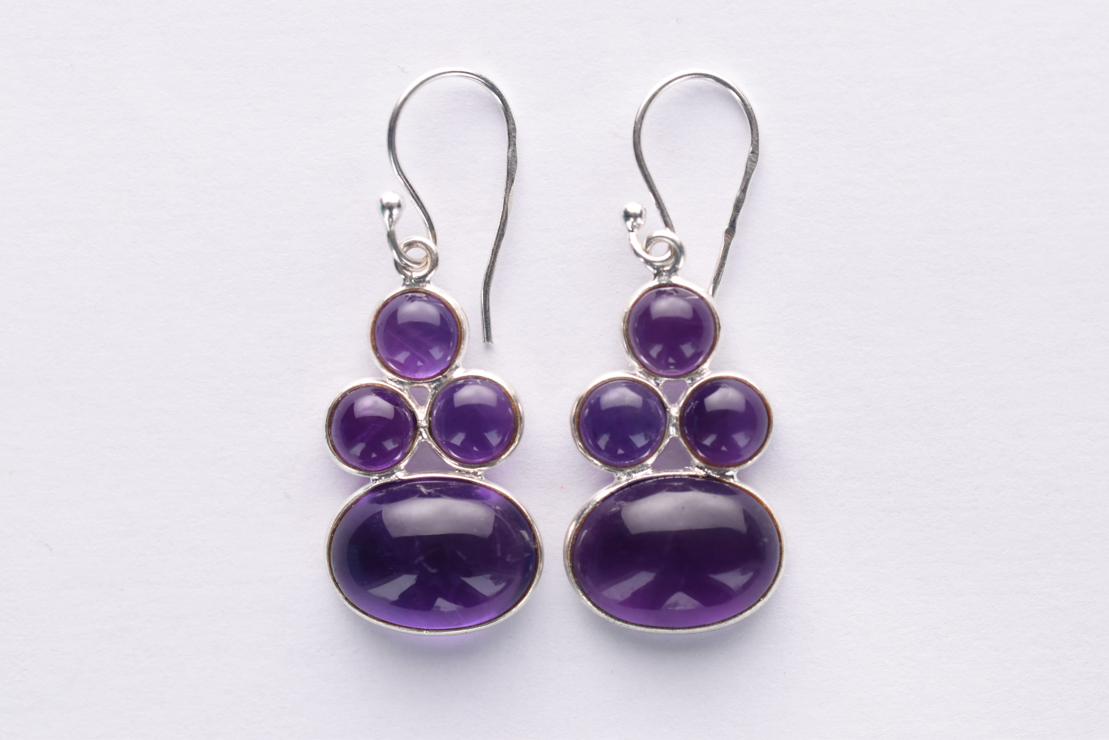 Ametiszt köves fülbevaló ezüst foglalatban