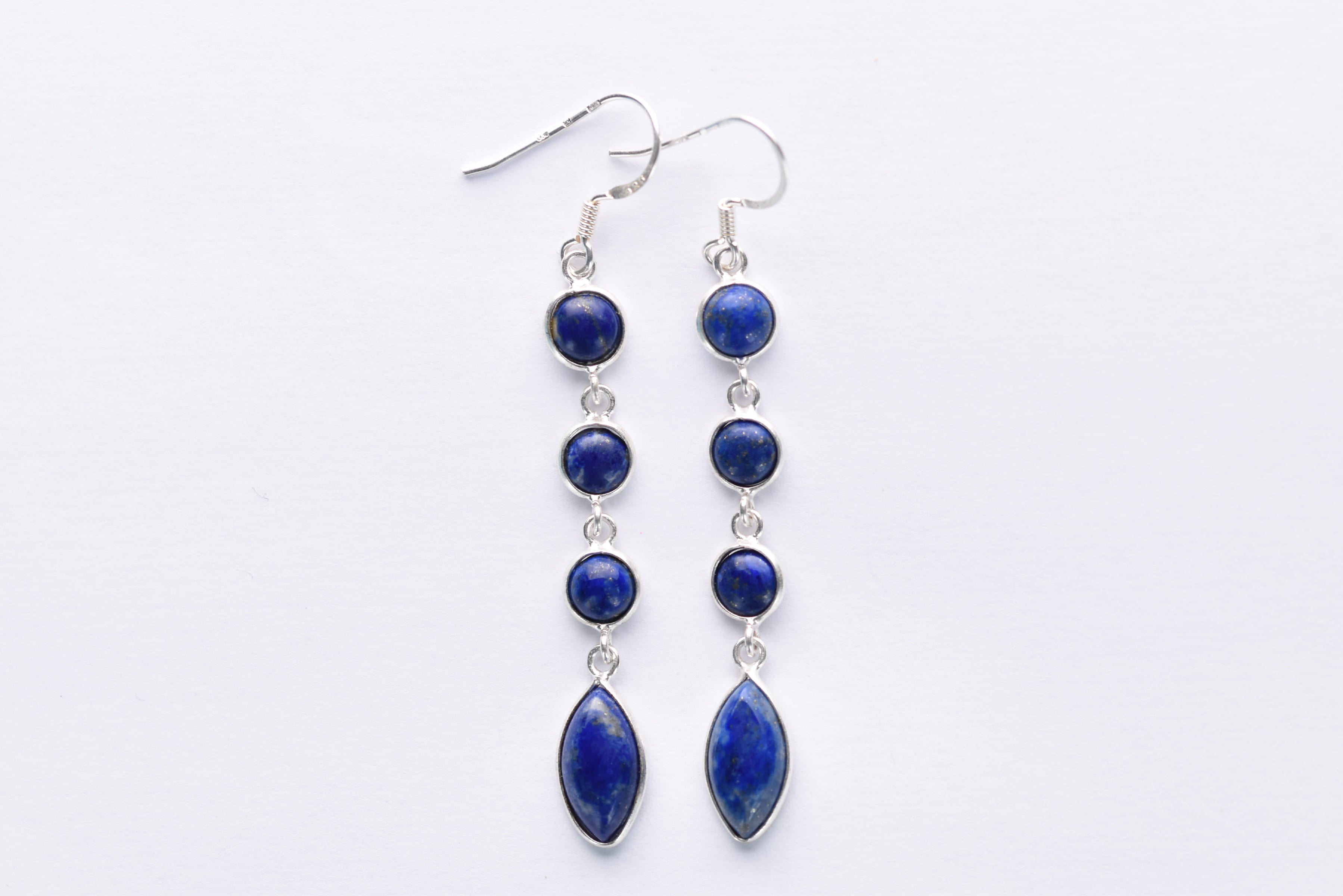 Lápisz lazuli köves fülbevaló ezüst foglalatban