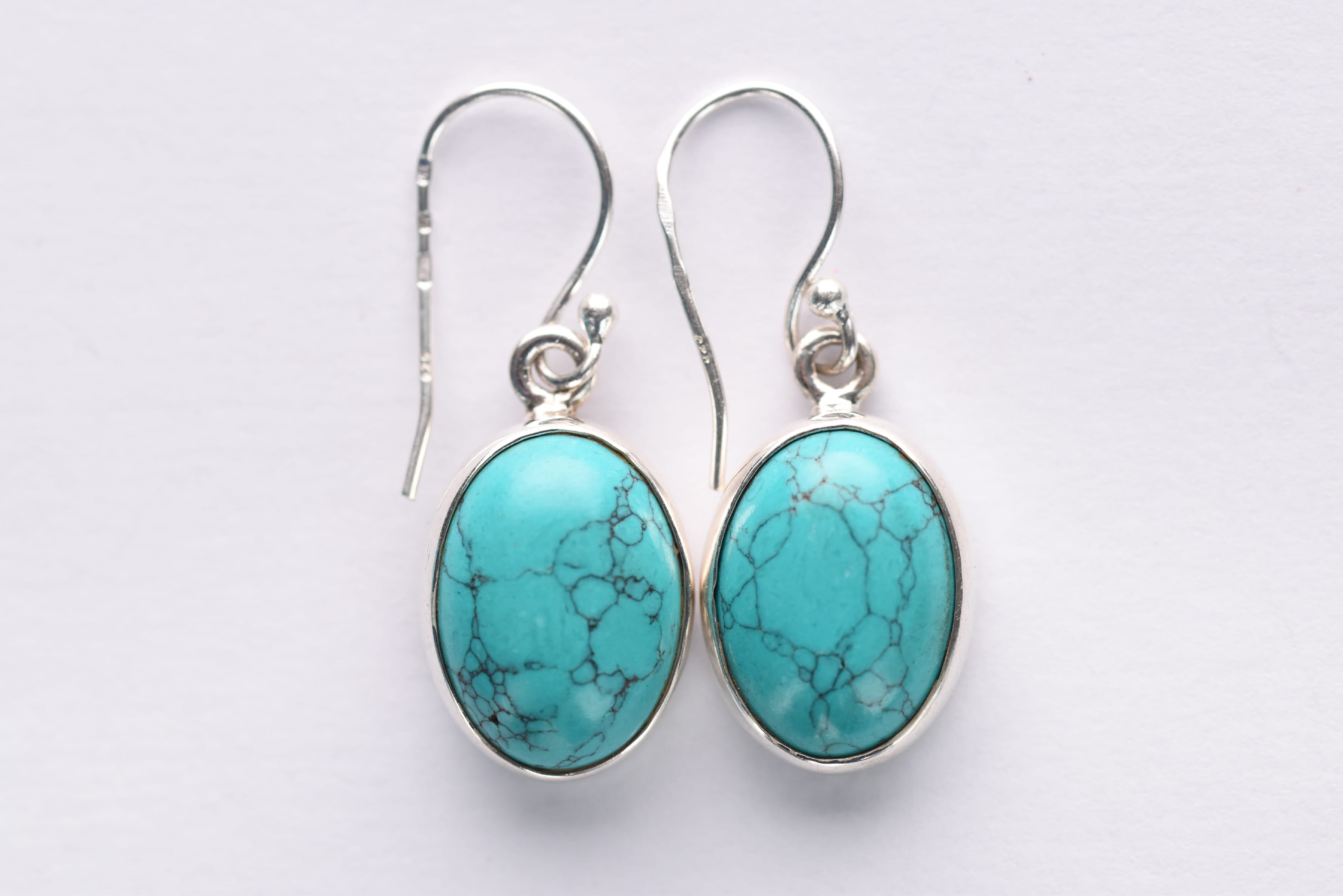 Türkiz köves fülbevaló ezüst foglalatban