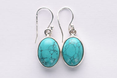 Türkiz köves fülbevaló ezüst foglalatban