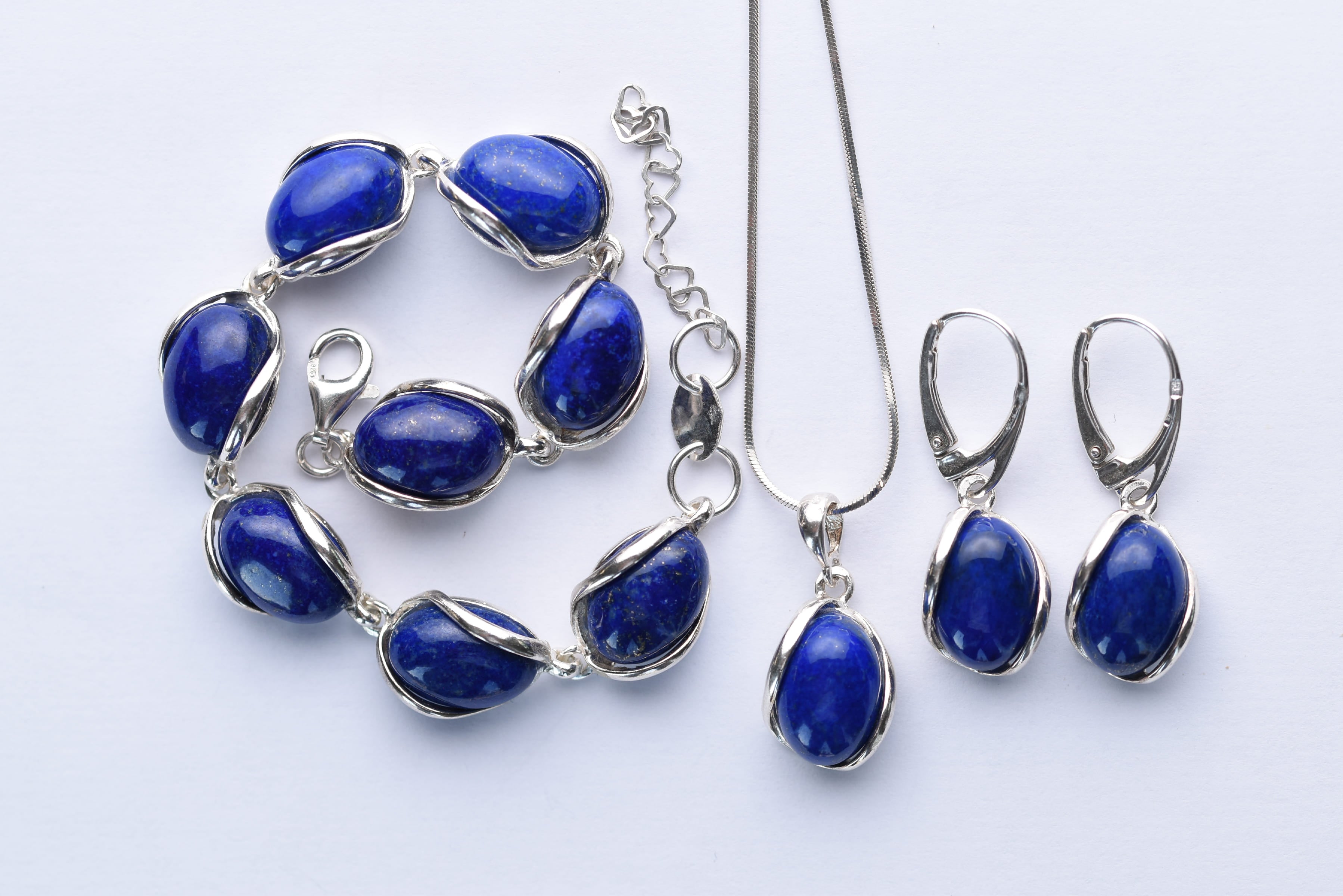 Lápisz lazuli köves ékszer szett ezüst foglaltban