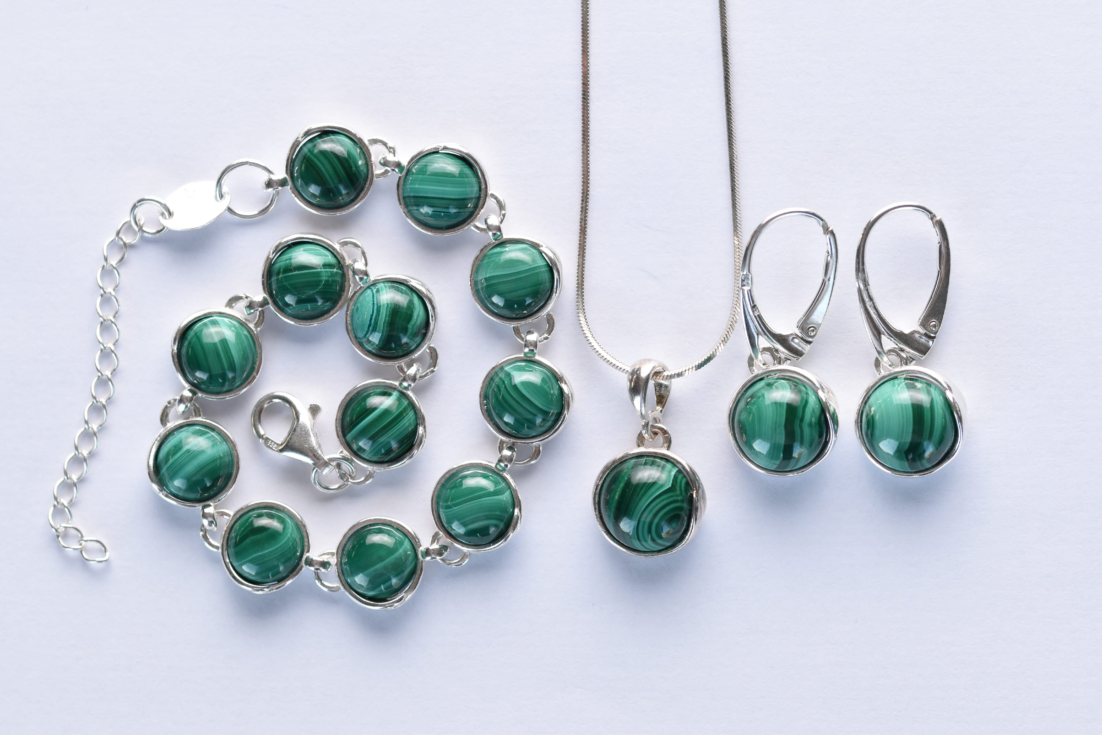 Malachit köves ékszer szett ezüst foglaltban