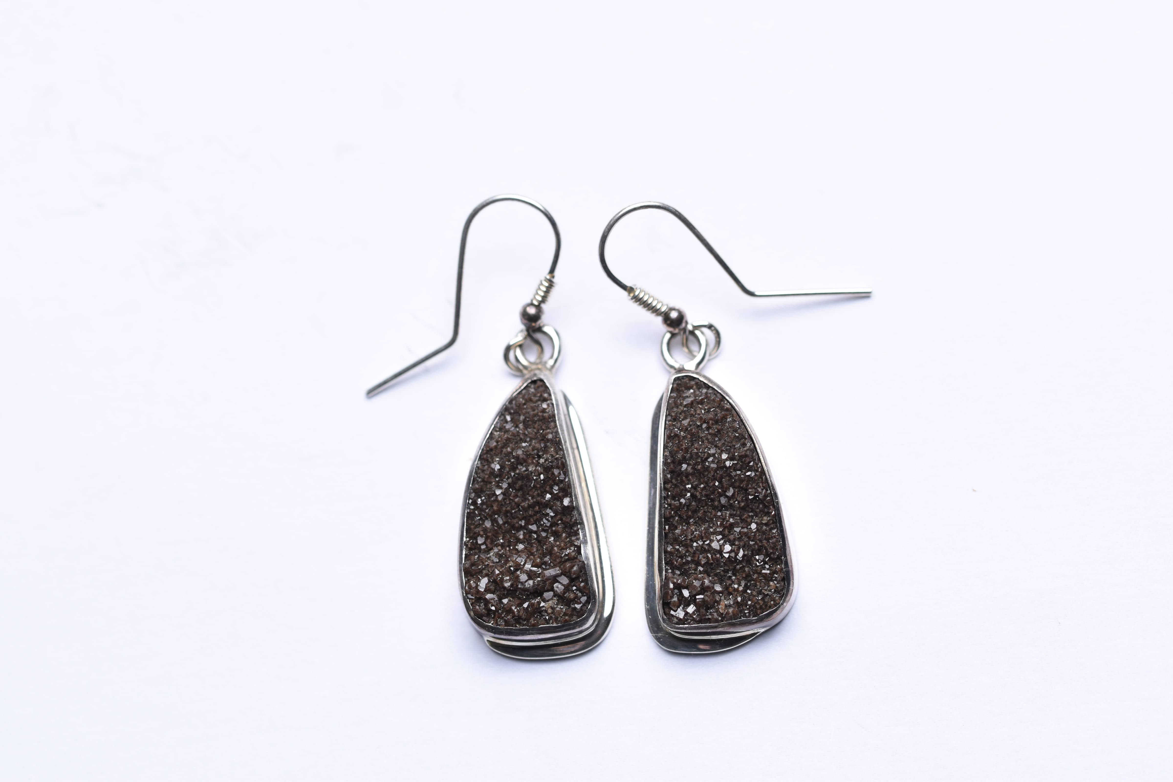 Druzy kvarc fülbevaló ezüst foglalatban