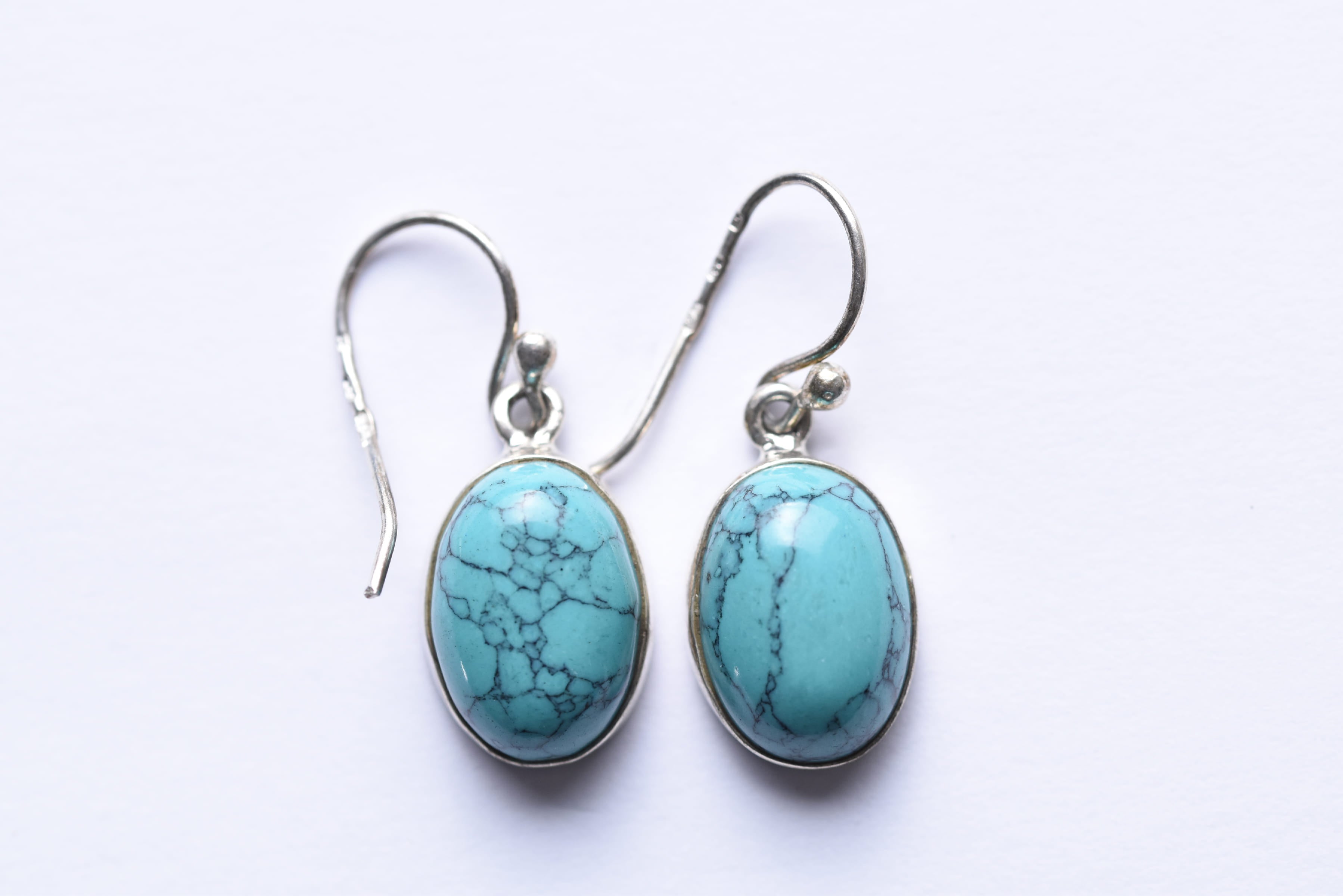 Türkiz köves fülbevaló ezüst foglalatban