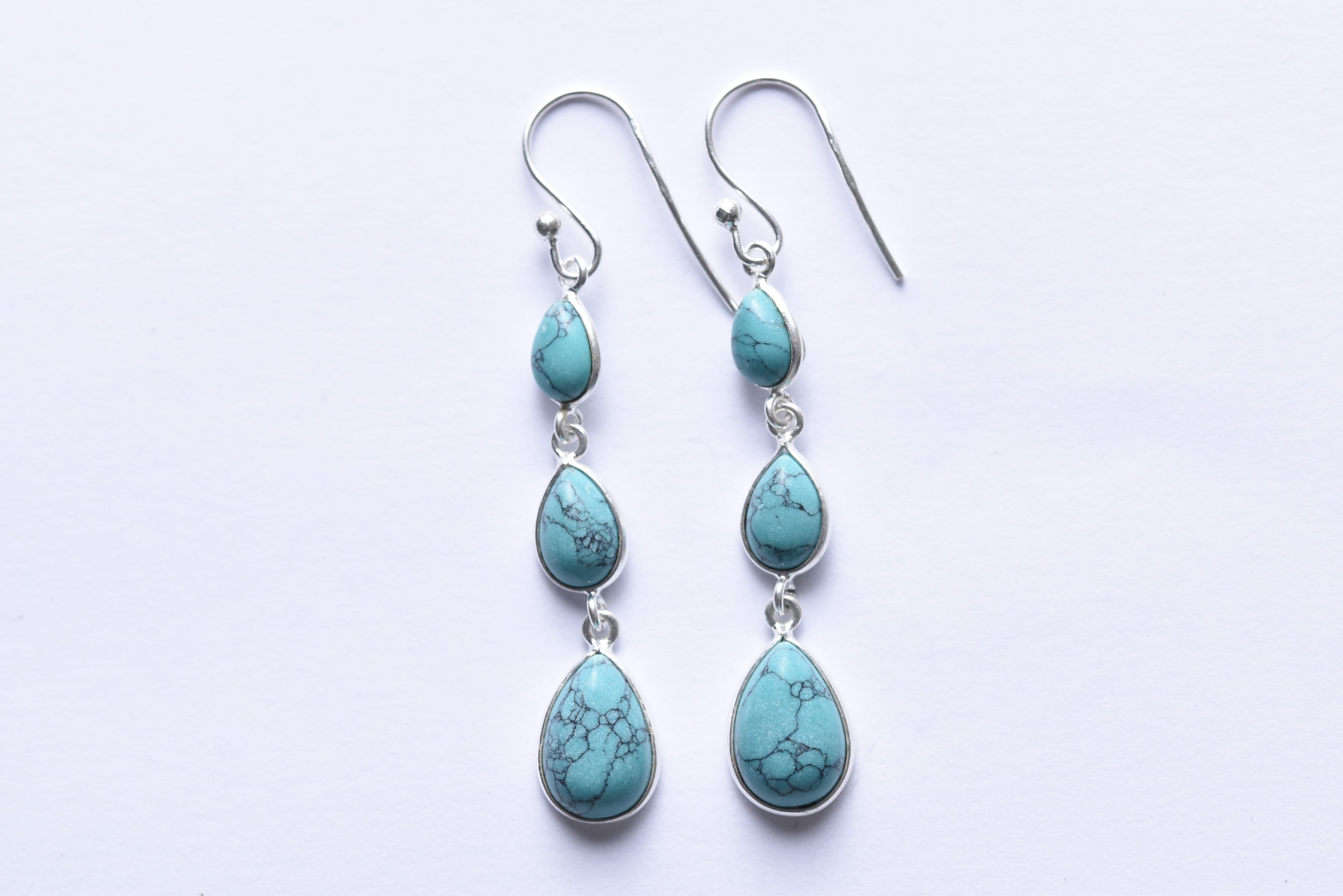 Türkiz köves fülbevaló ezüst foglalatban