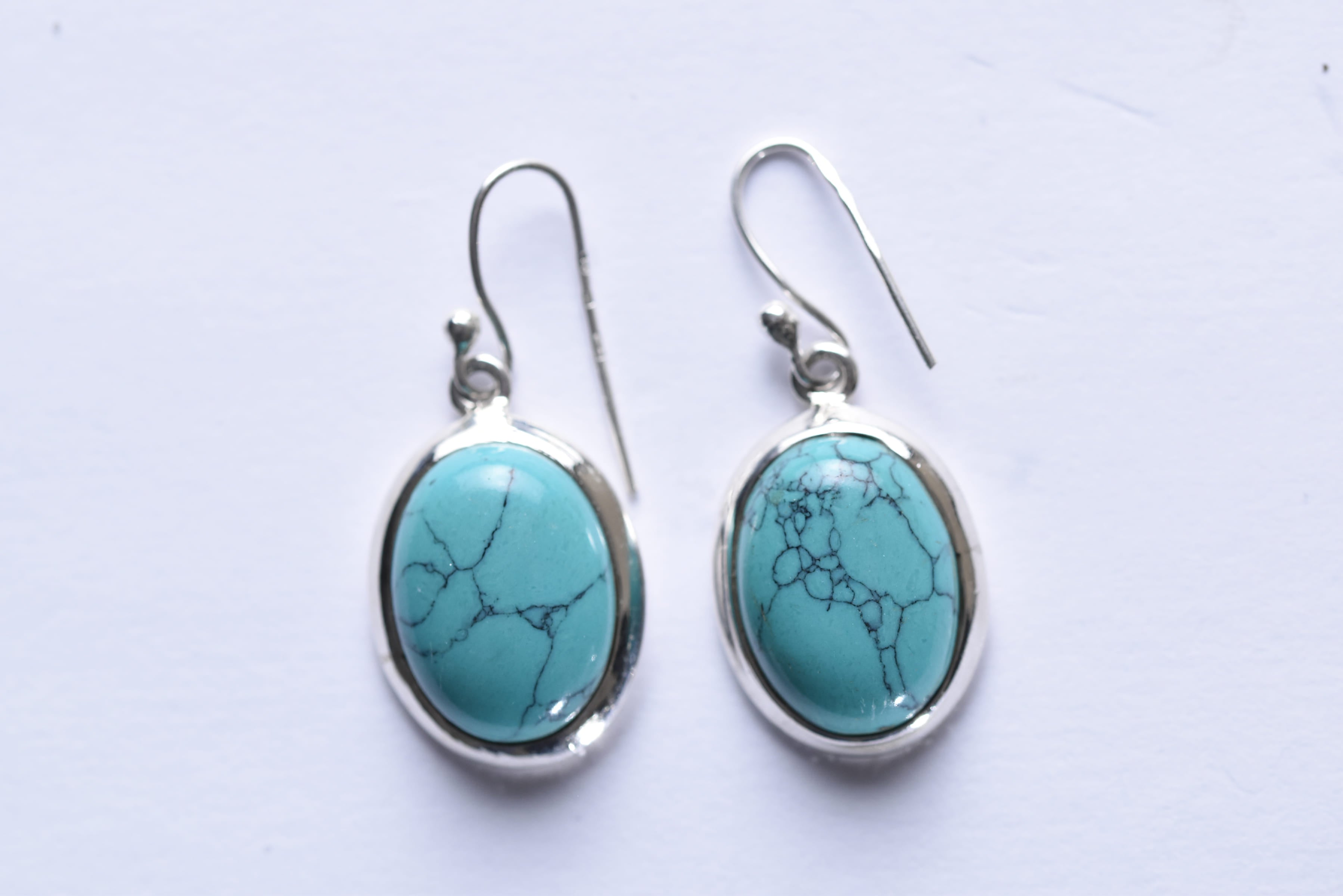 Türkiz köves fülbevaló ezüst foglalatban