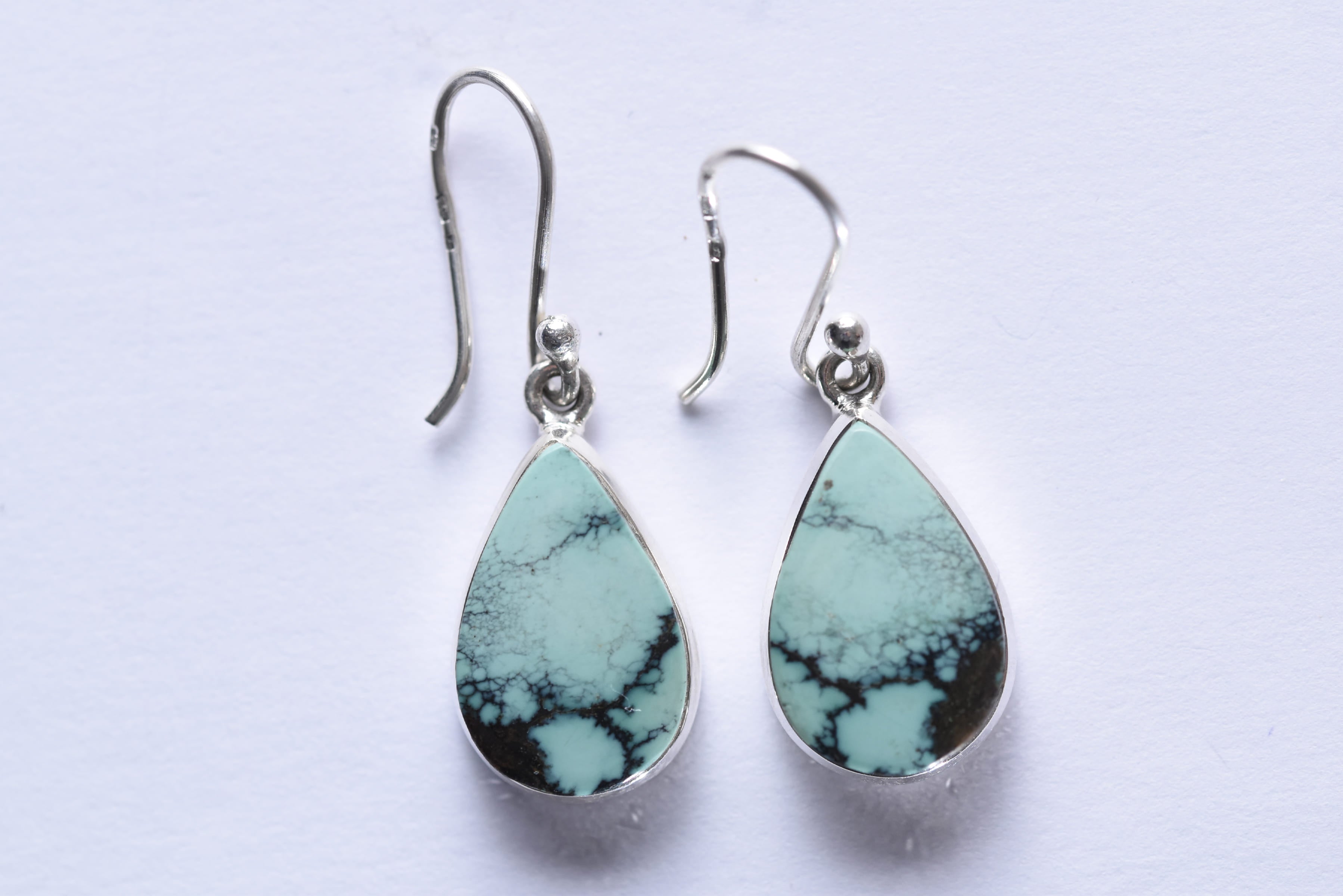 Türkiz köves fülbevaló ezüst foglalatban