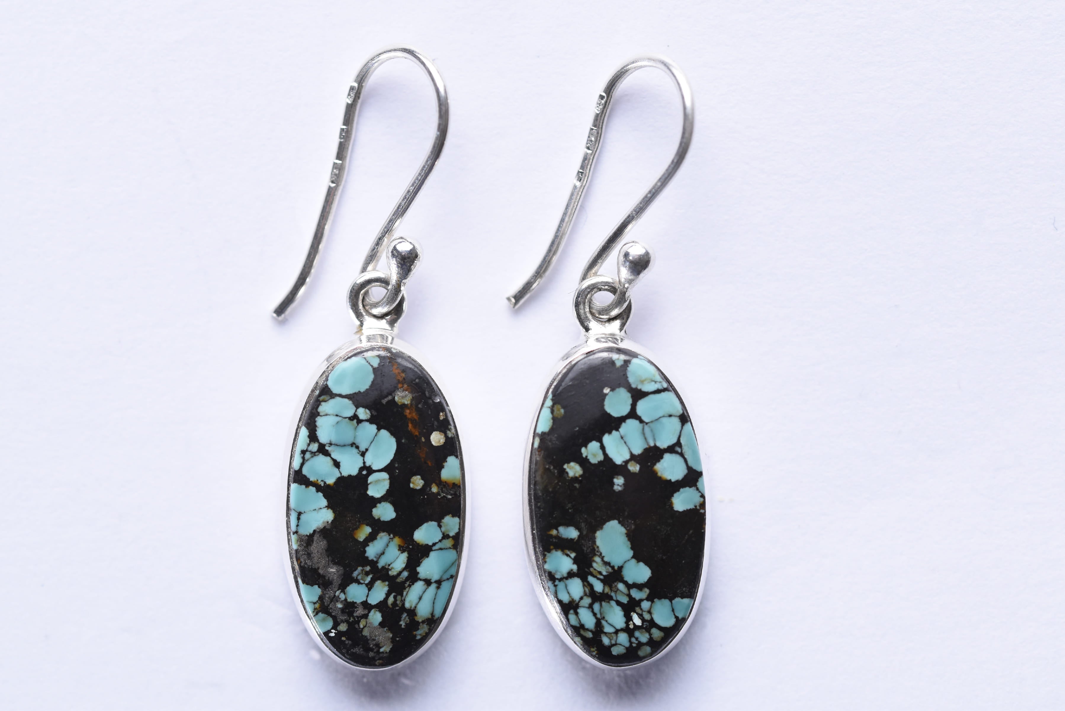 Türkiz köves fülbevaló ezüst foglalatban