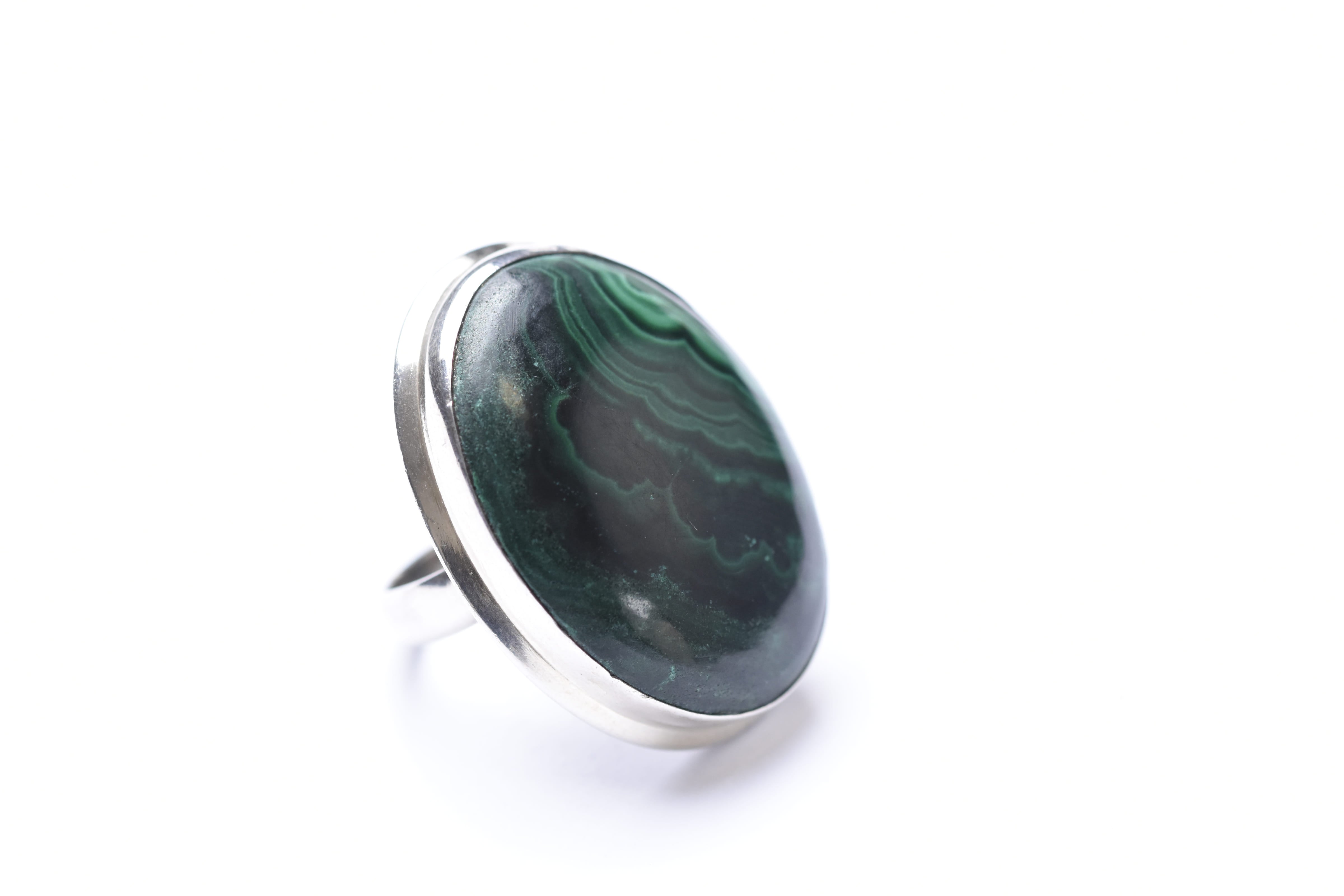 Malachit gyűrű ezüst foglalatban