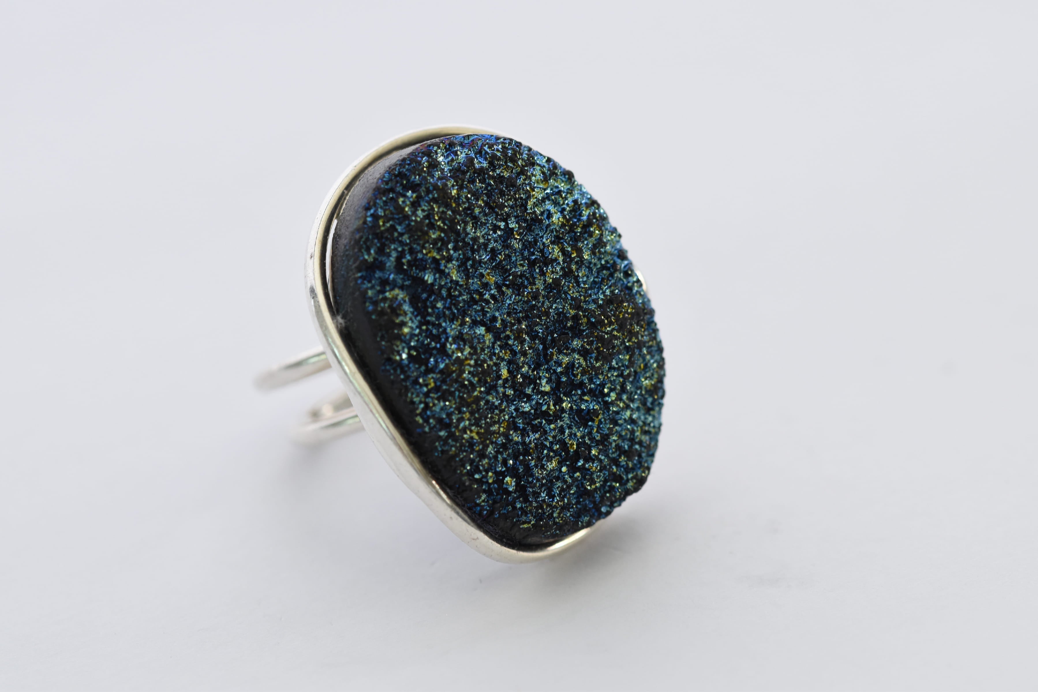 Druzy kvarc köves gyűrű ezüst foglalatban