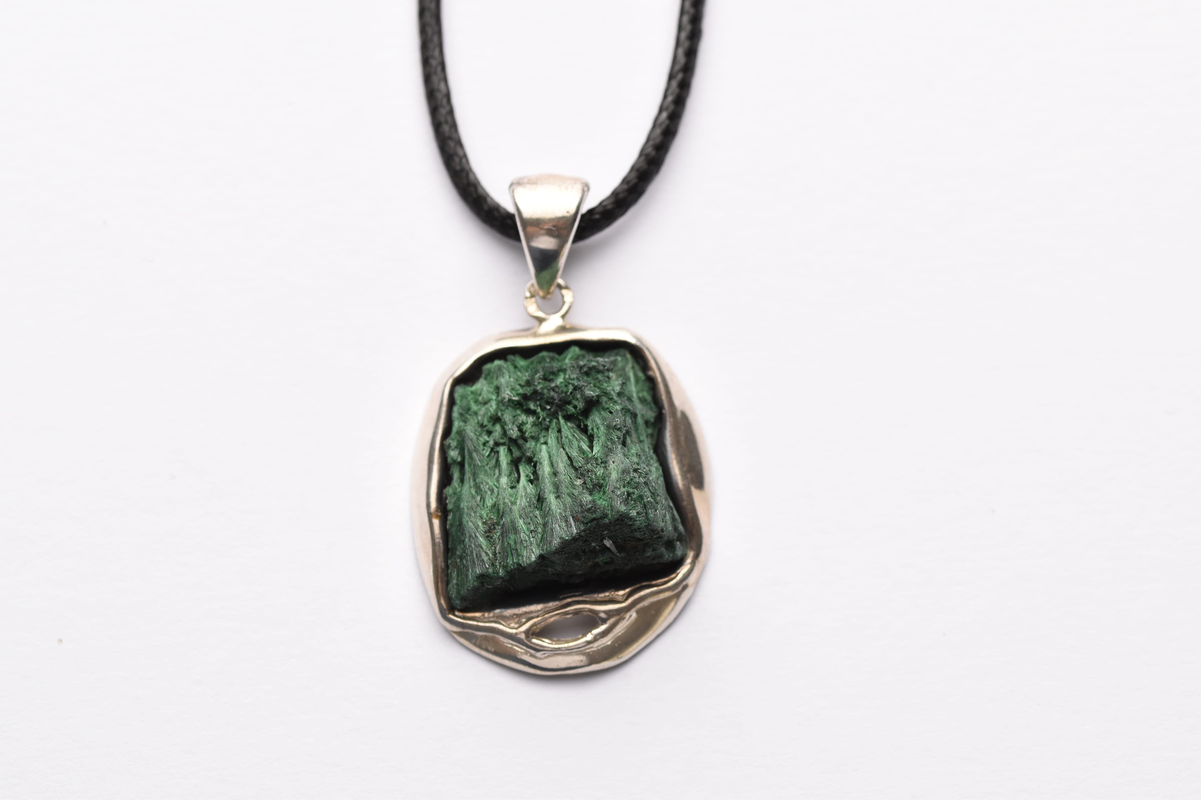 Malachit medál ezüst foglalatban