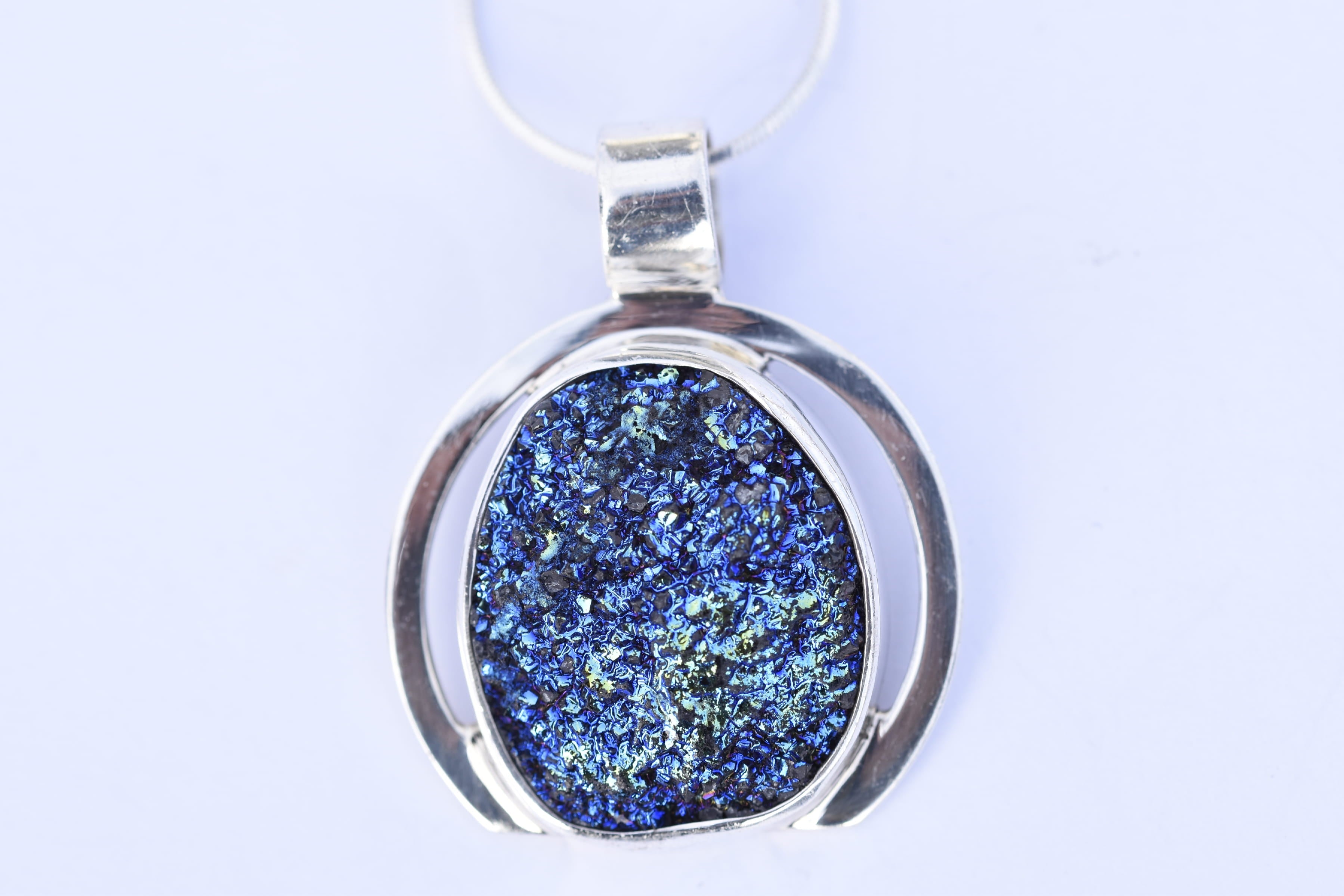 Titanium druzy kvarc medál ezüst foglalatban