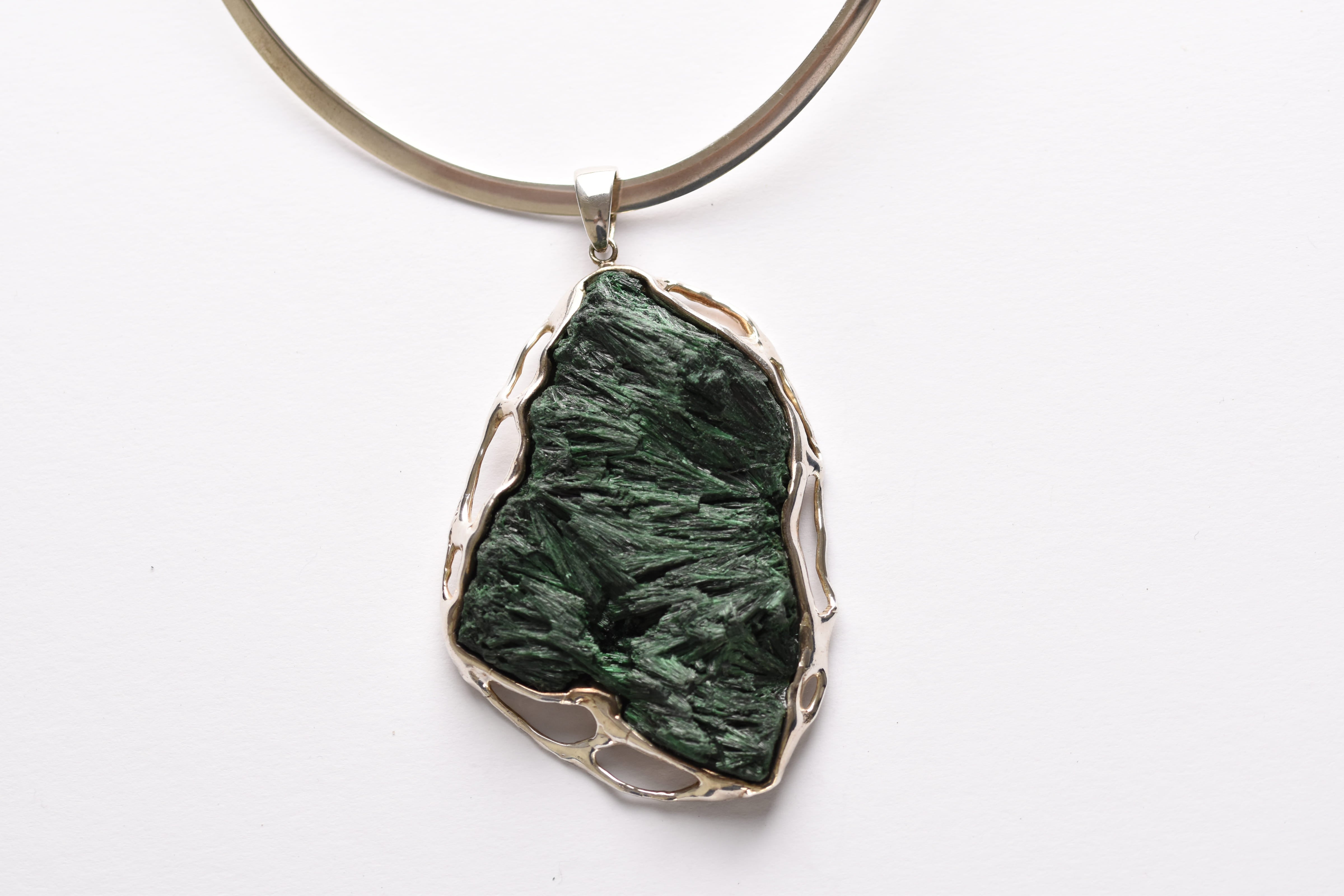 Malachit medál ezüst foglalatban