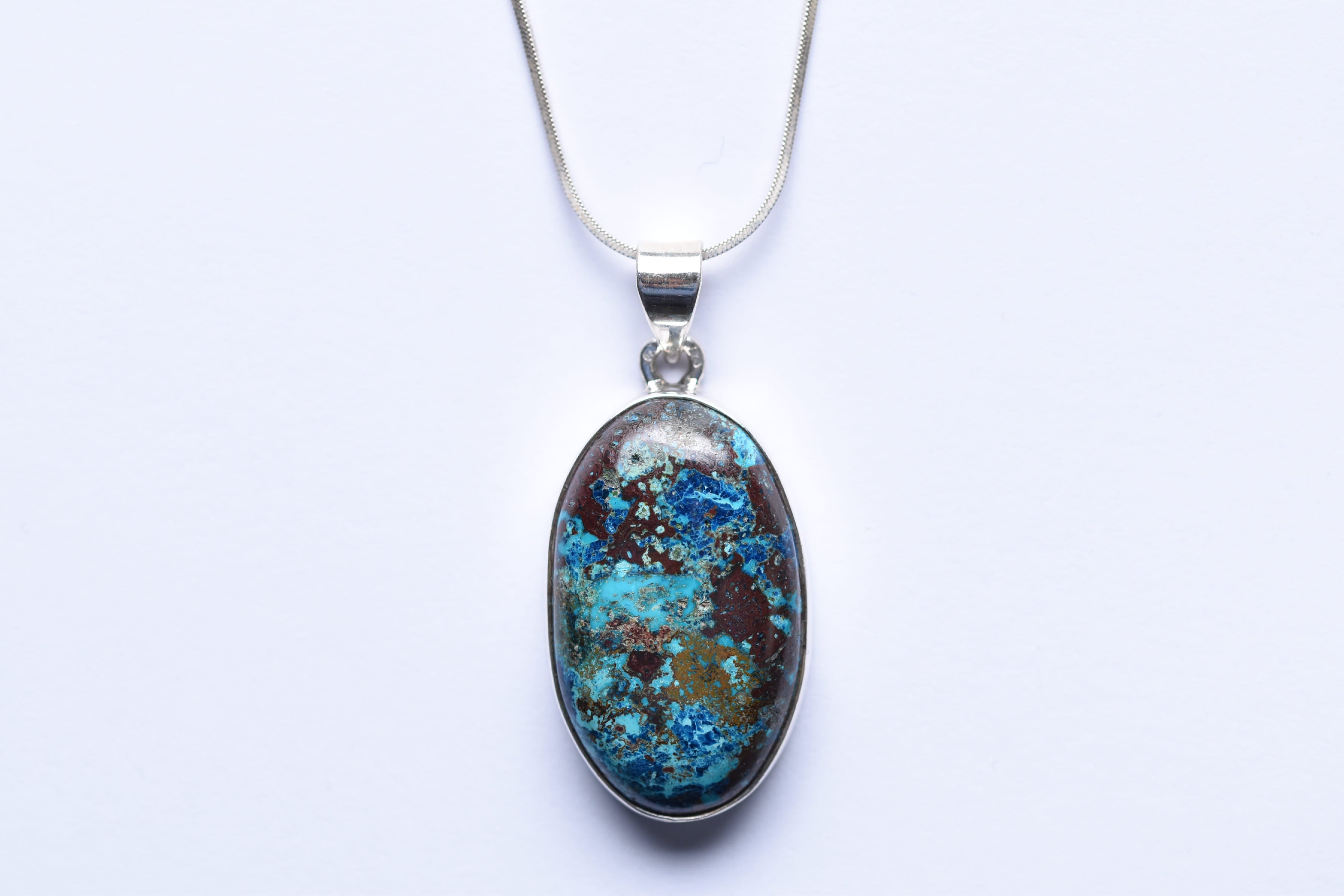 Krizokolla medál ezüst foglalatban