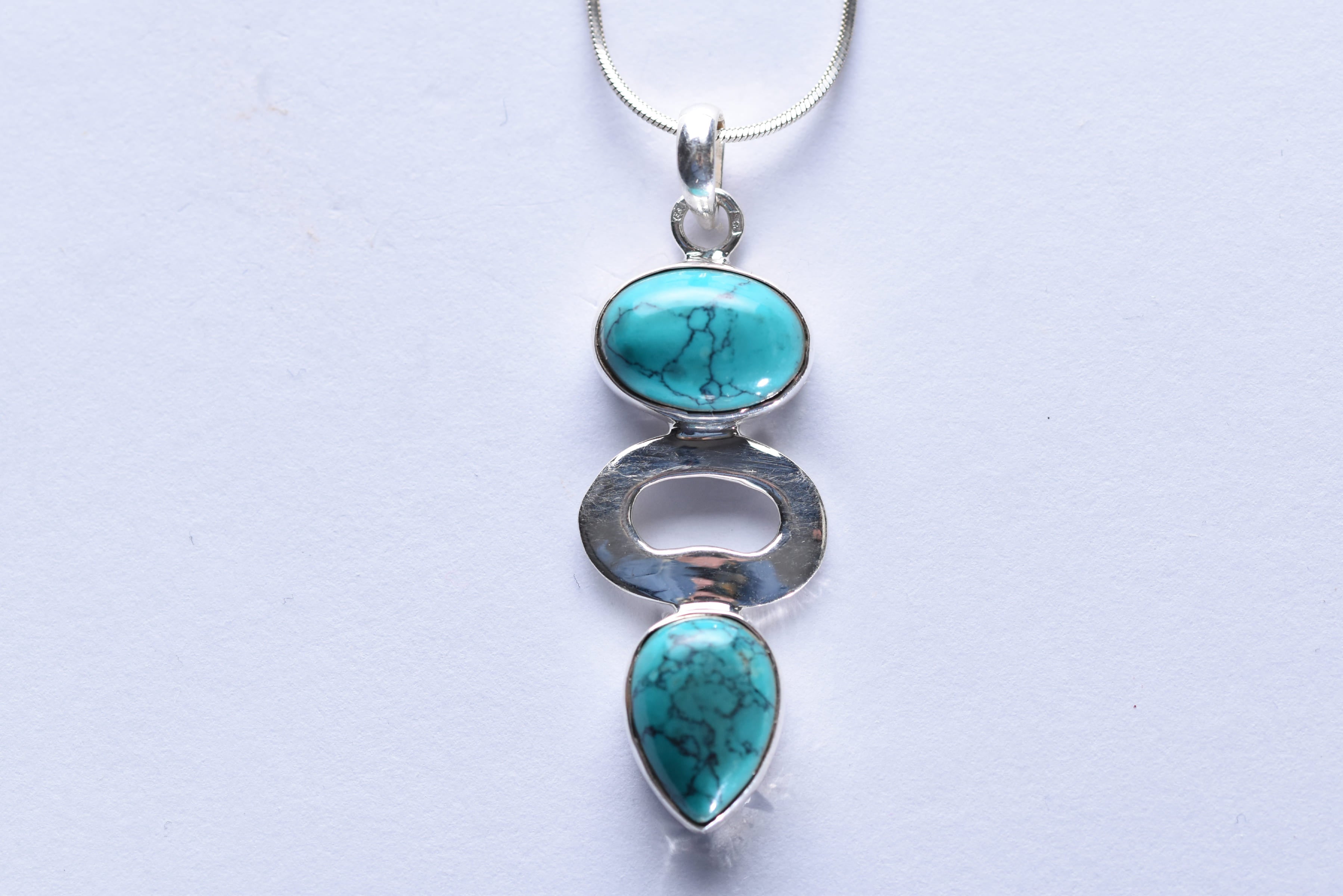 Türkiz medál ezüst foglalatban