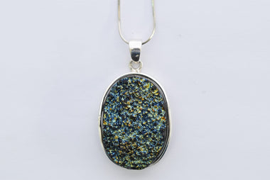 Druzy kvarc medál ezüst foglalatban