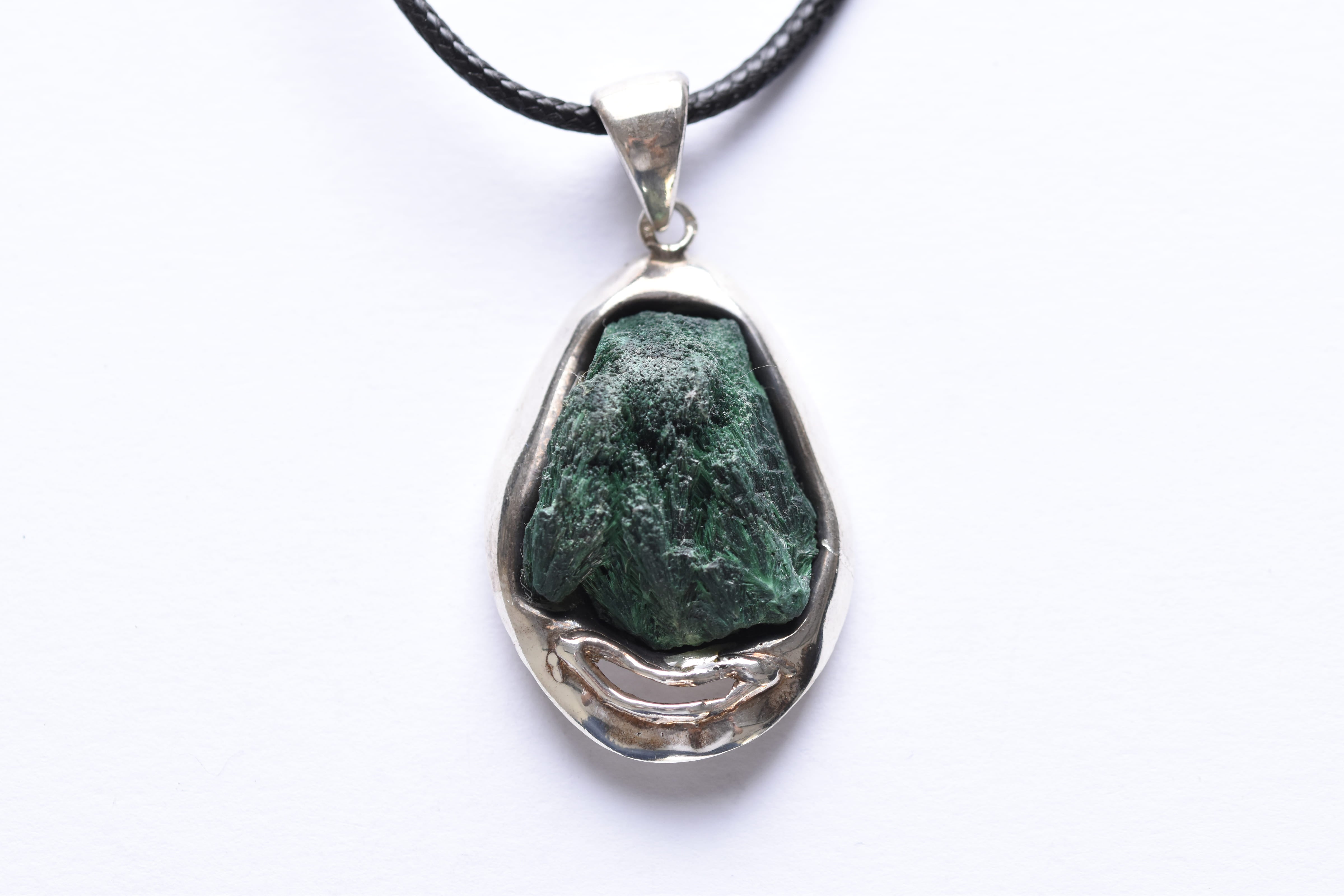 Malachit medál ezüst foglalatban