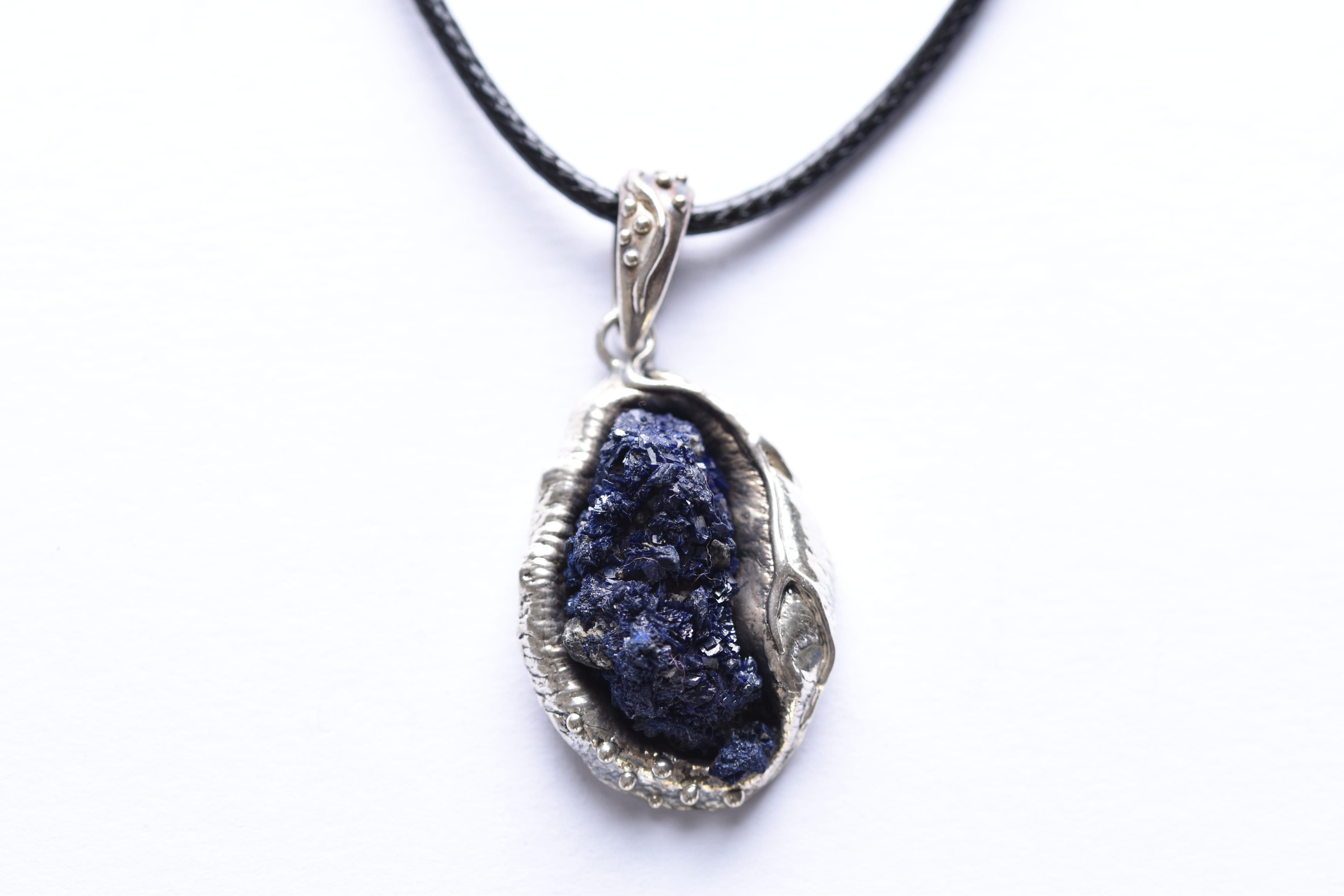 Azurit medál ezüst foglalatban