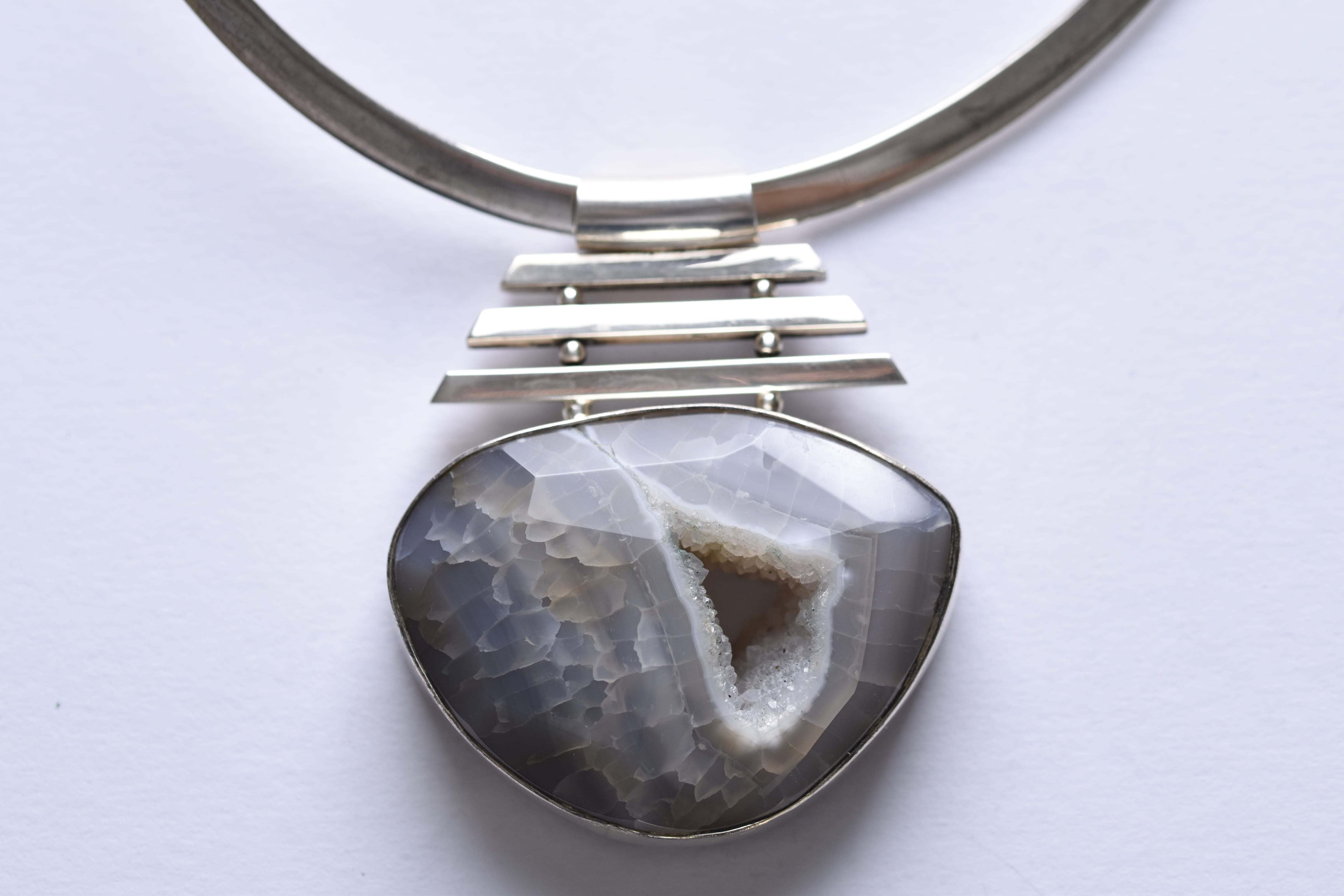 Achát medál ezüst foglalatban