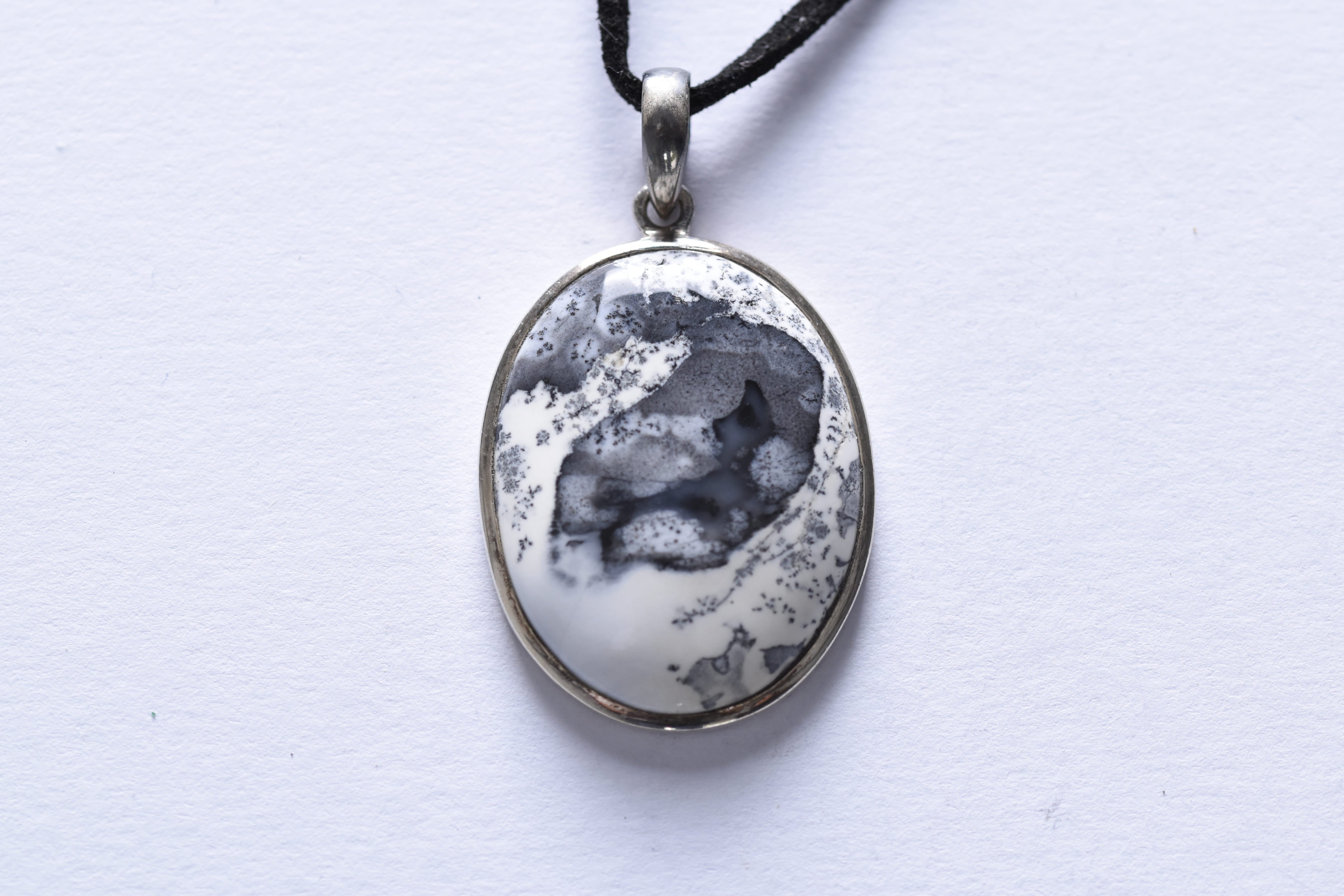 Dendrites achát medál ezüst foglalatban