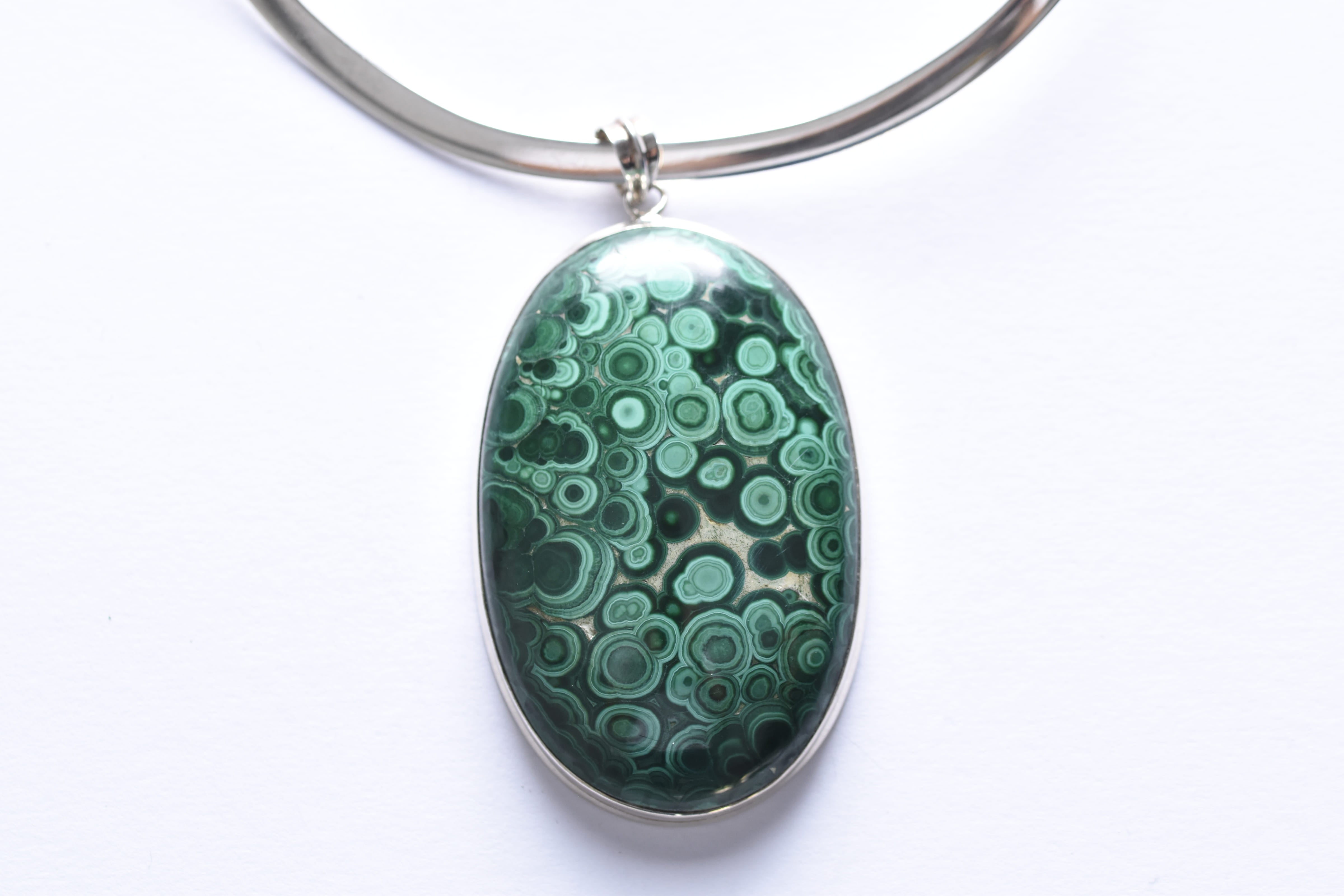 Malachit medál ezüst foglalatban
