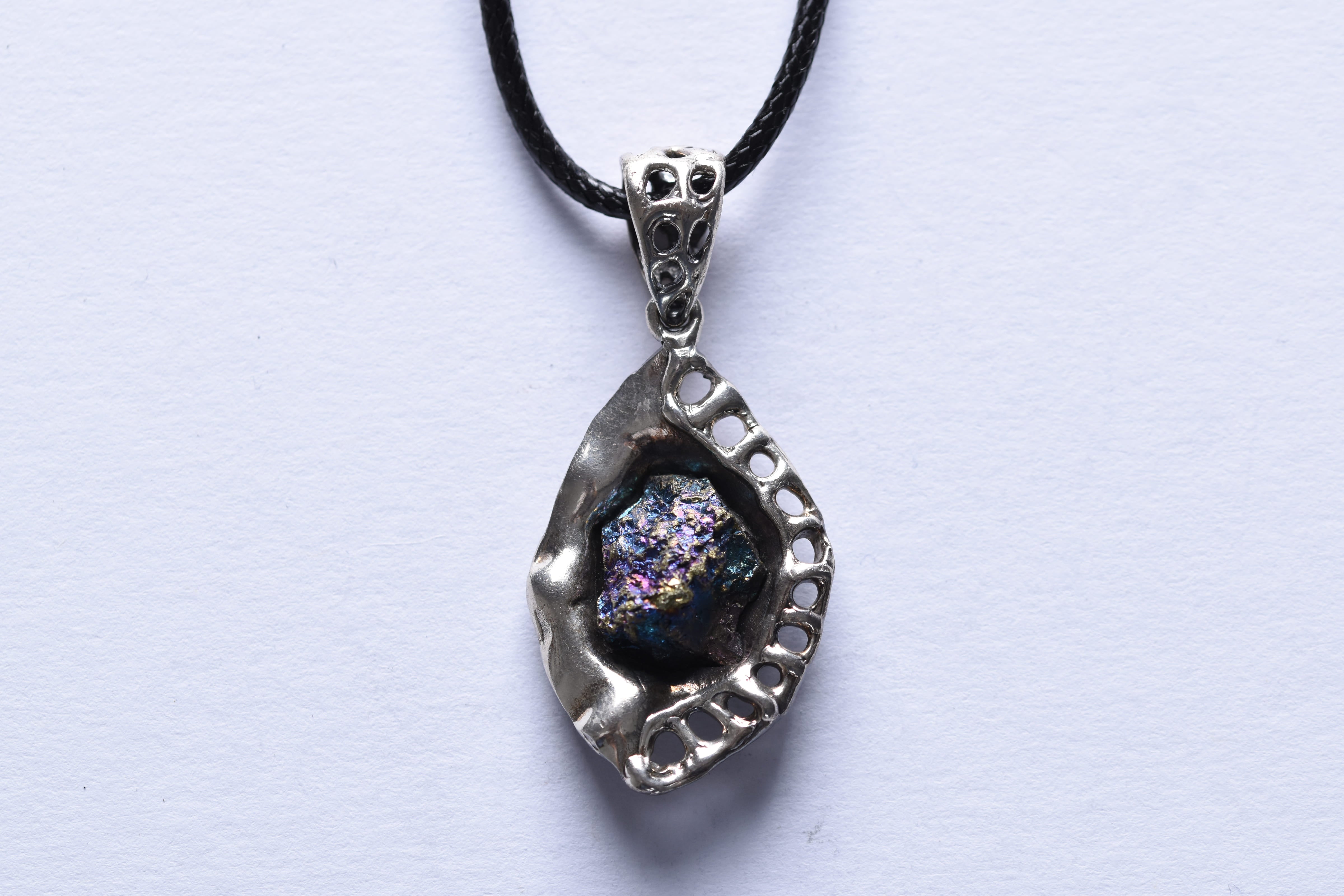 Druzy kvarc medál ezüst foglalatban