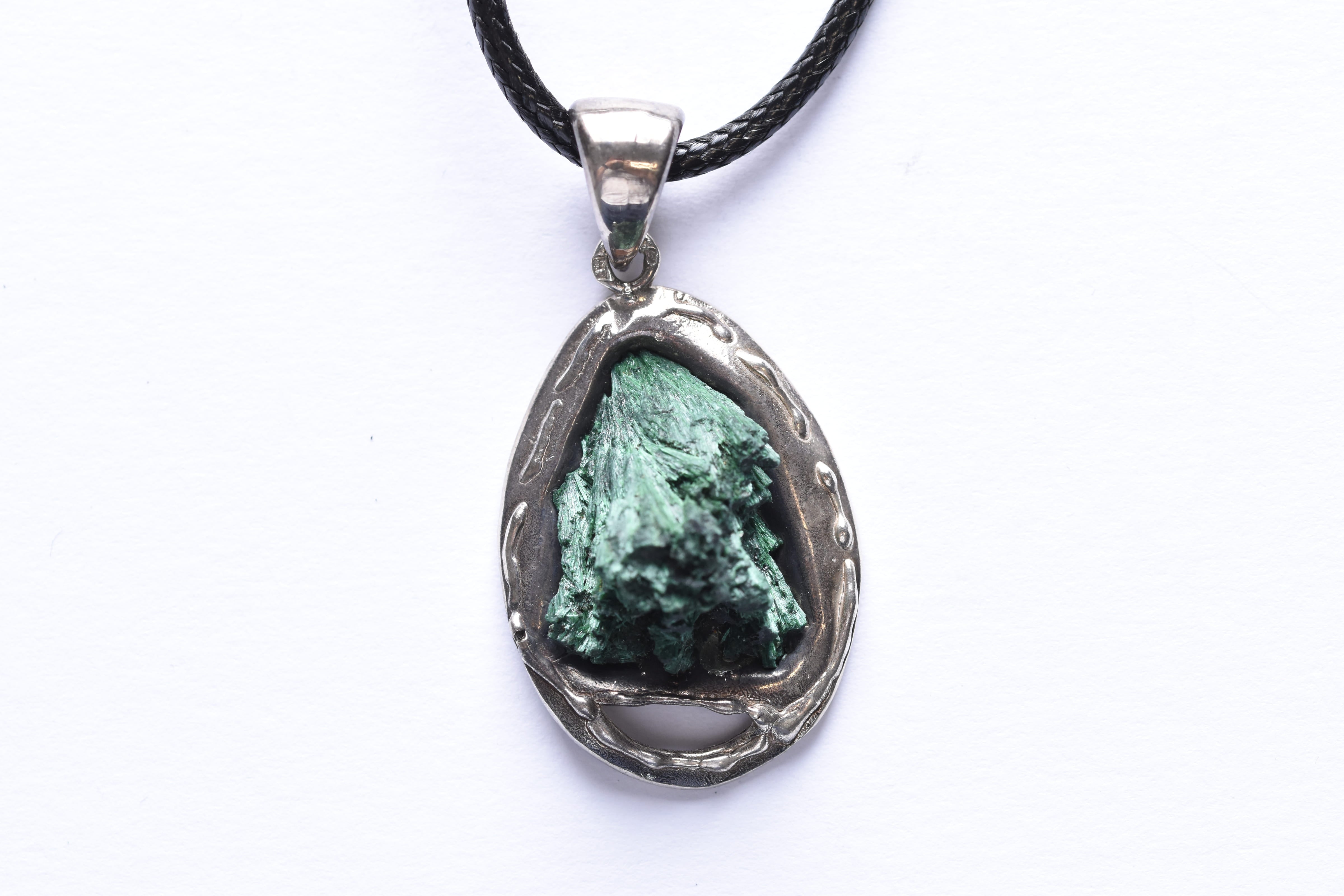 Malachit medál ezüst foglalatban