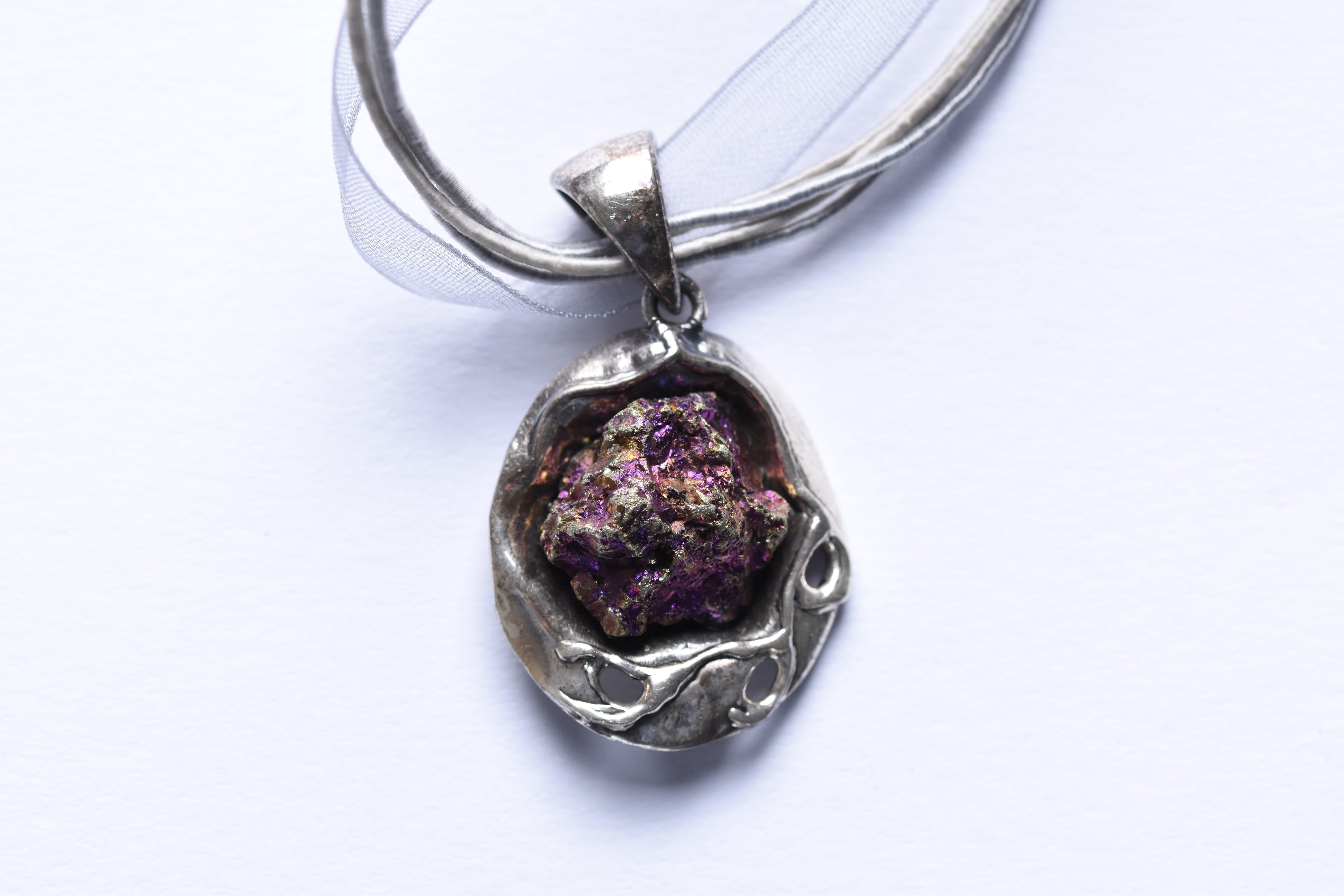 Druzy kvarc medál ezüst foglalatban