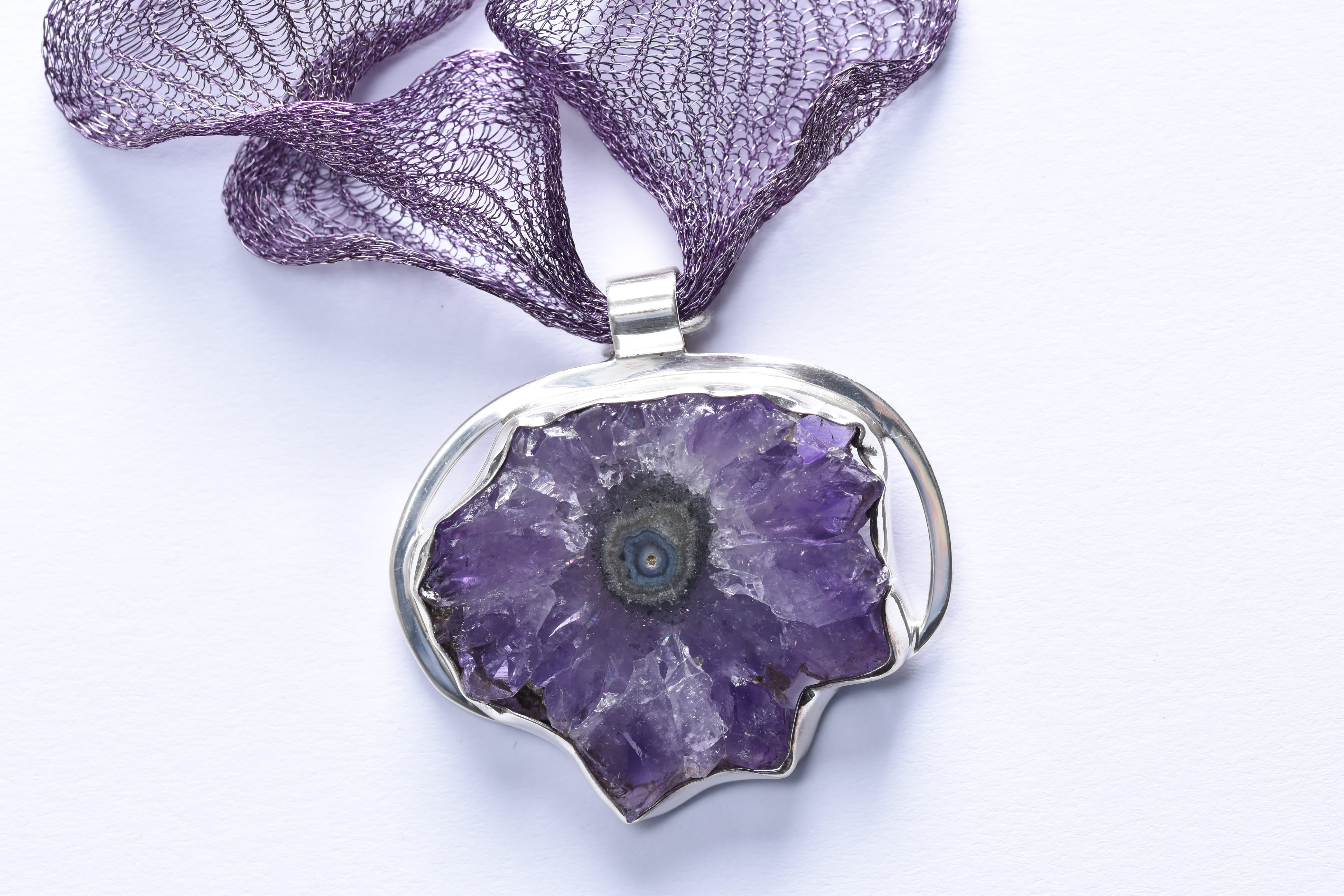 Csillag ametiszt medál ezüst foglalatban