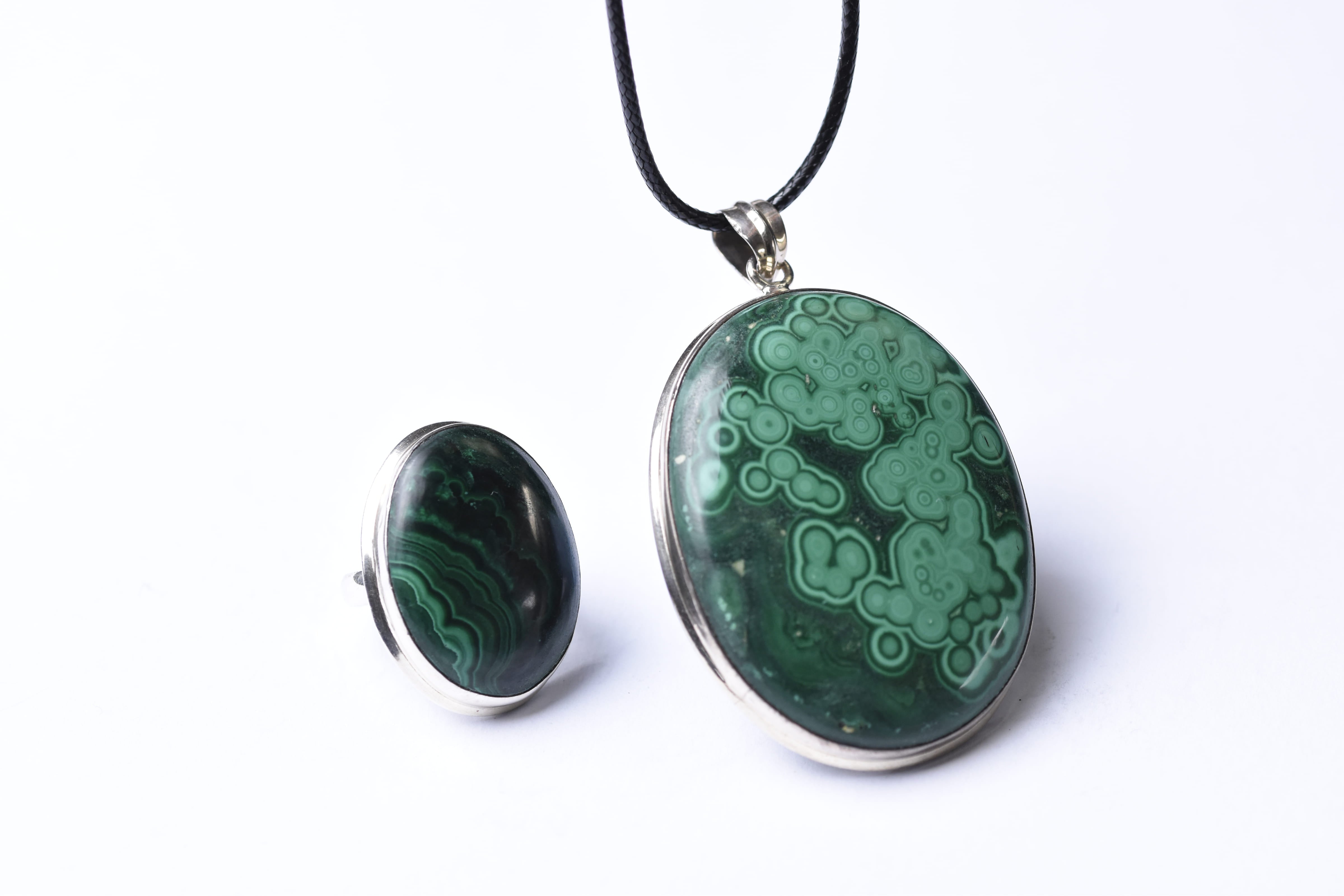 Malachit szett ezüst foglalatban