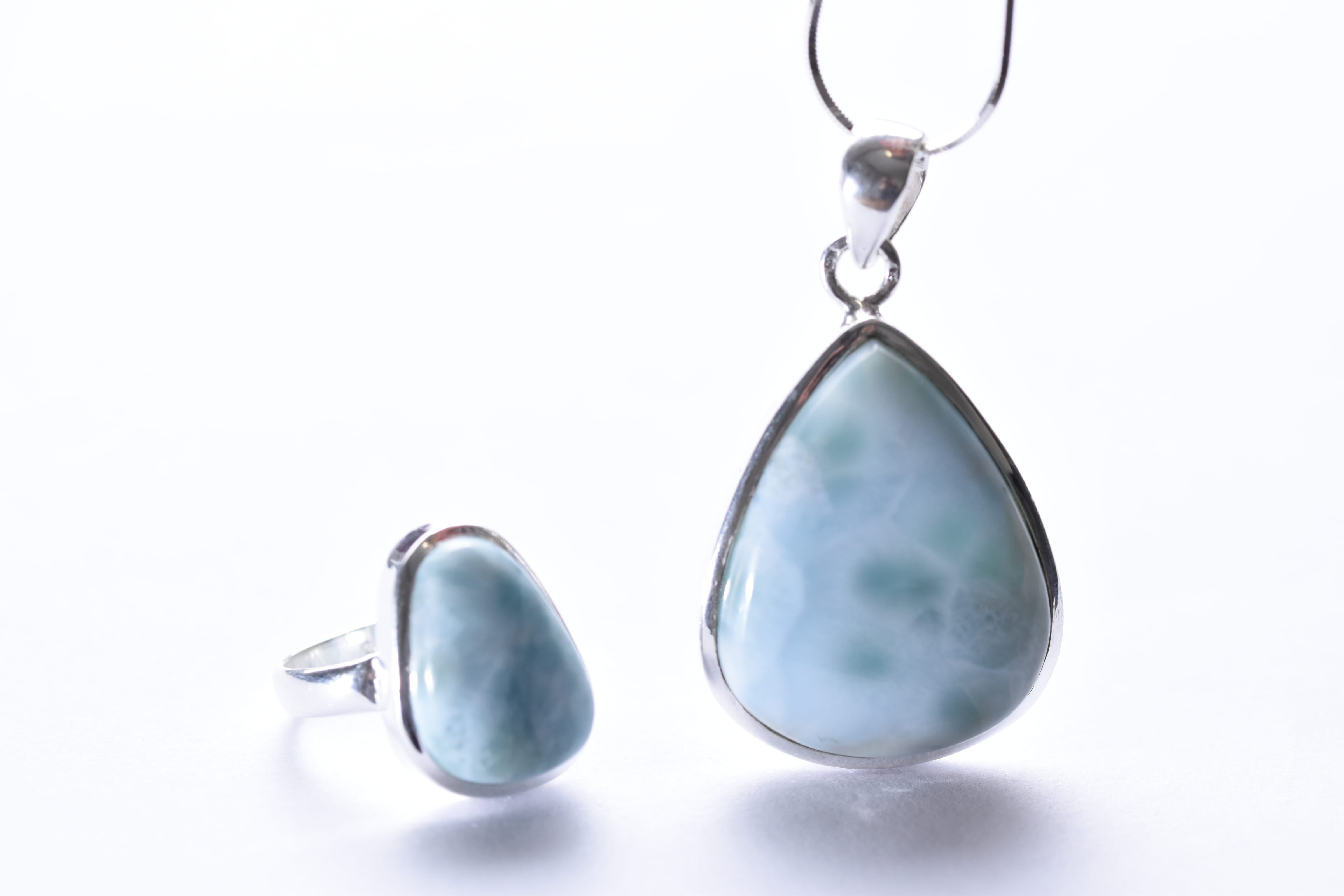 Larimar szett ezüst foglalatban