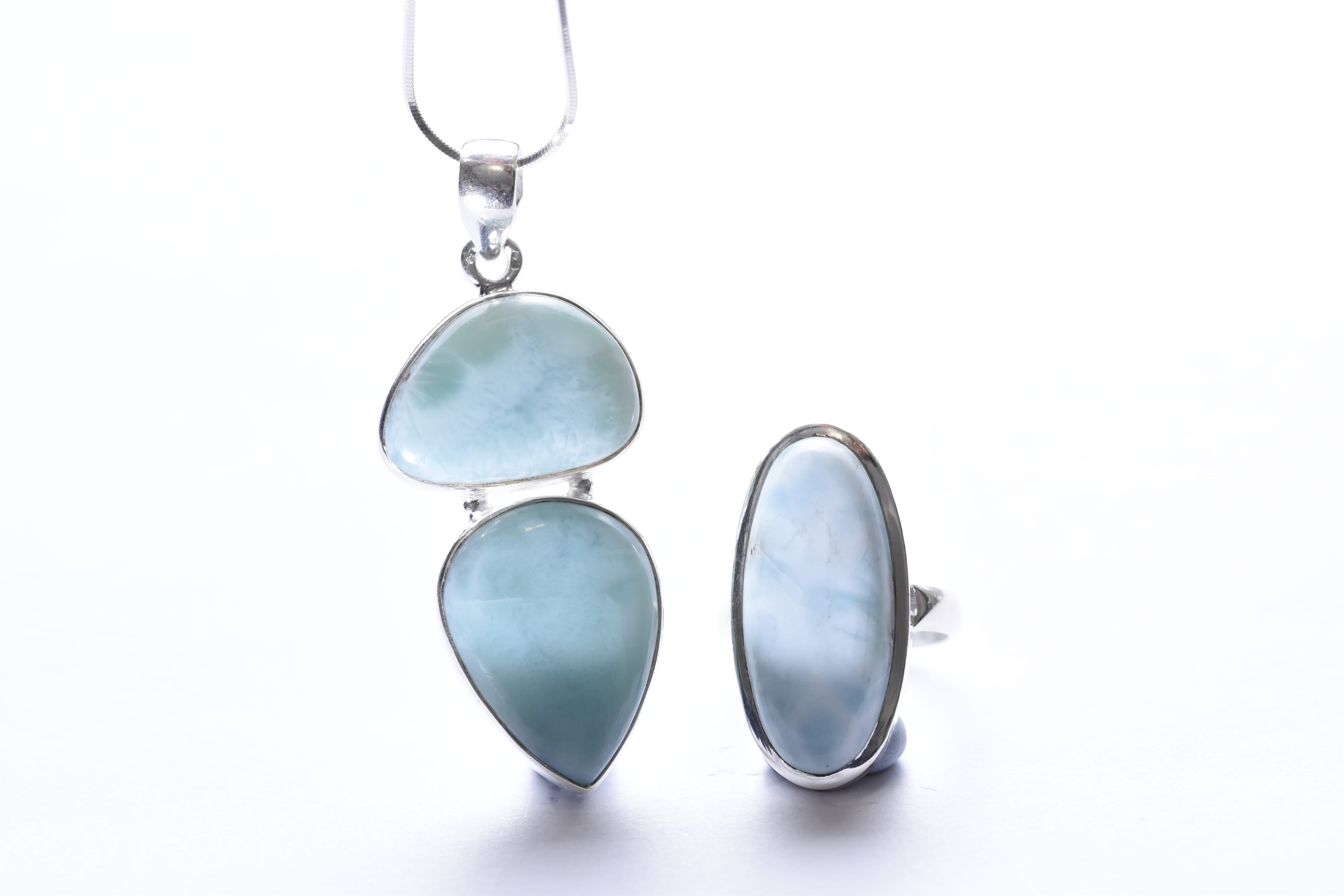 Larimar szett ezüst foglalatban