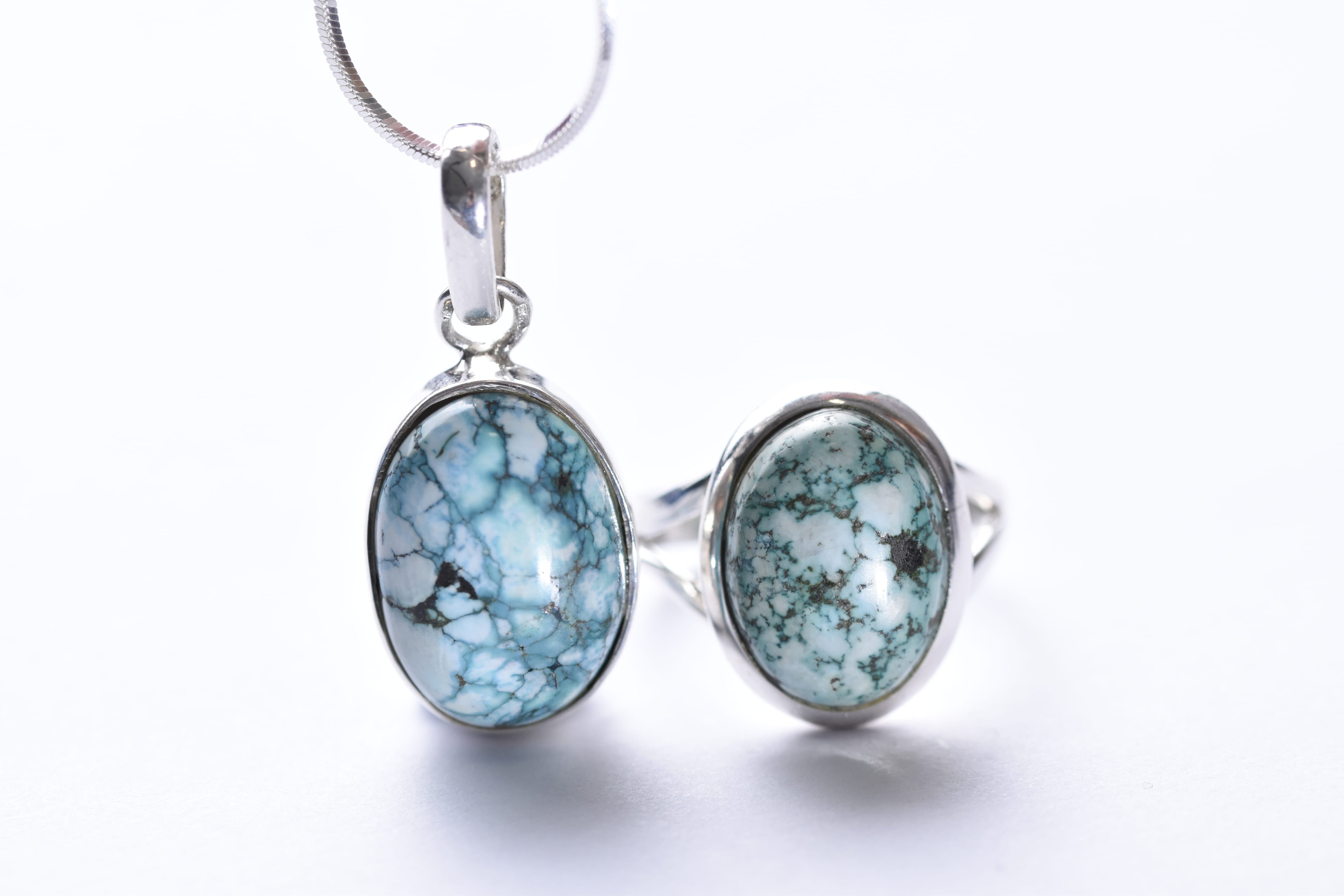 Türkiz szett ezüst foglalatban