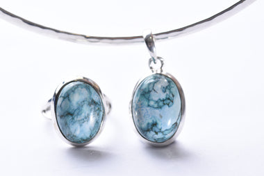 Türkiz szett ezüst foglalatban