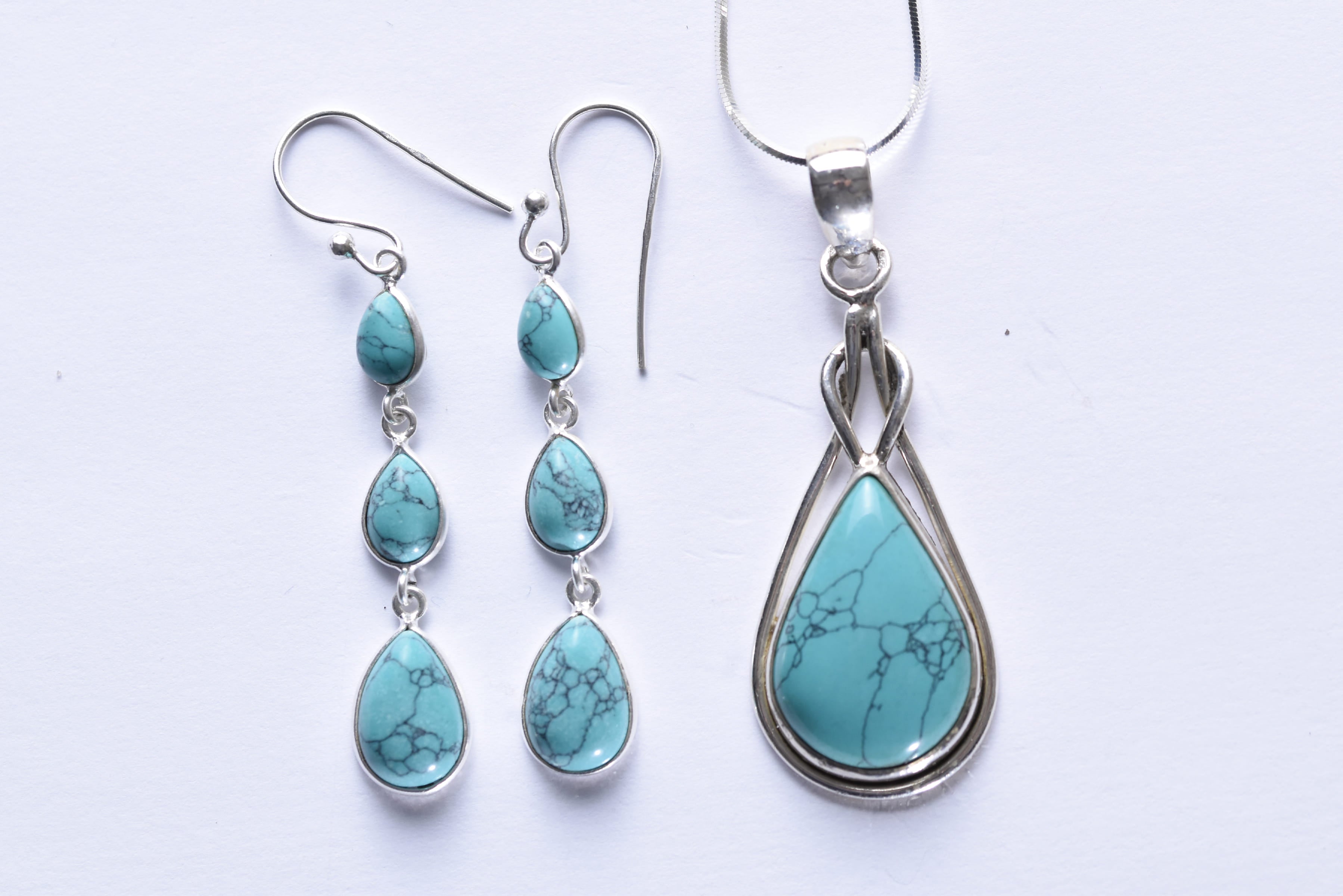 Türkiz szett ezüst foglalatban