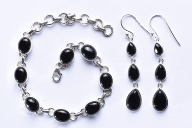 Ónix köves ékszer szett ezüst foglalatban