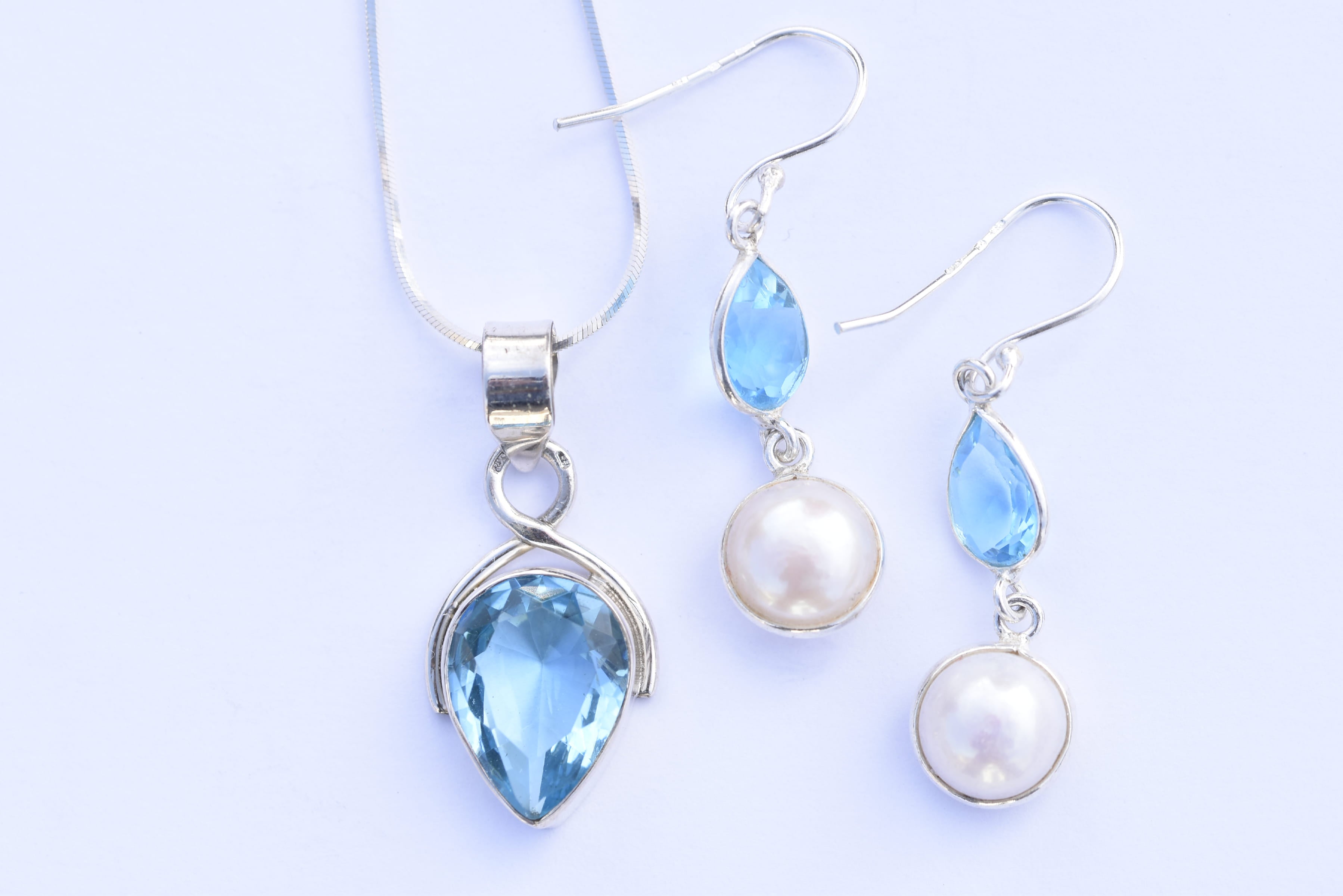 Topáz köves ékszer szett ezüst foglalatban