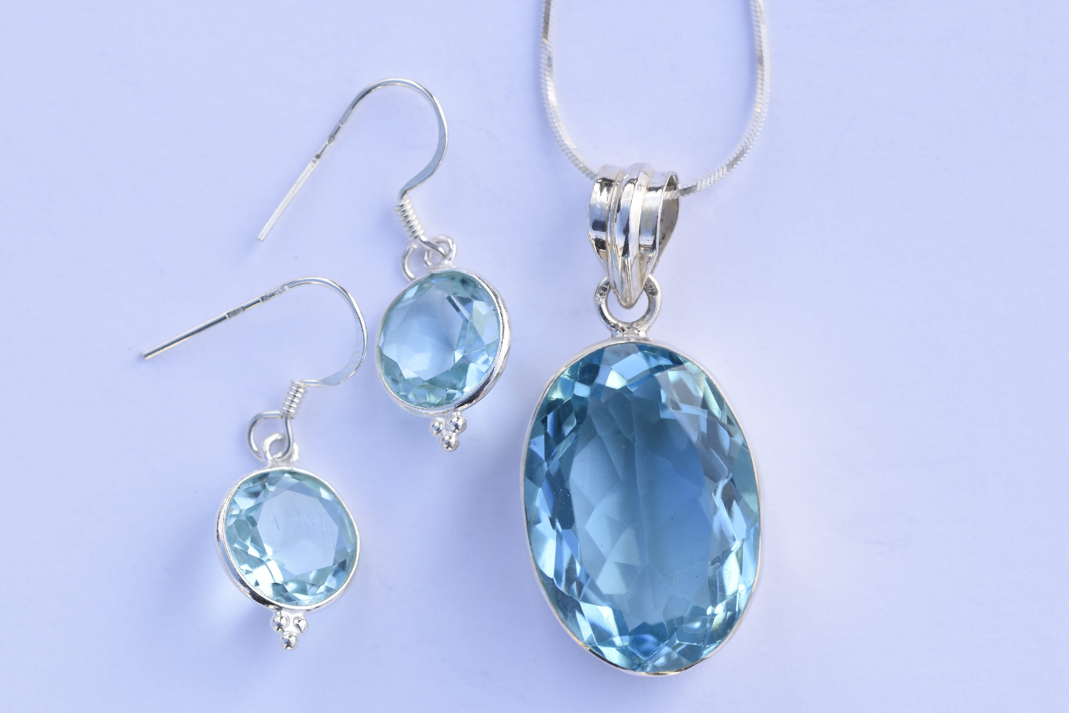 Topáz köves ékszer szett ezüst foglalatban