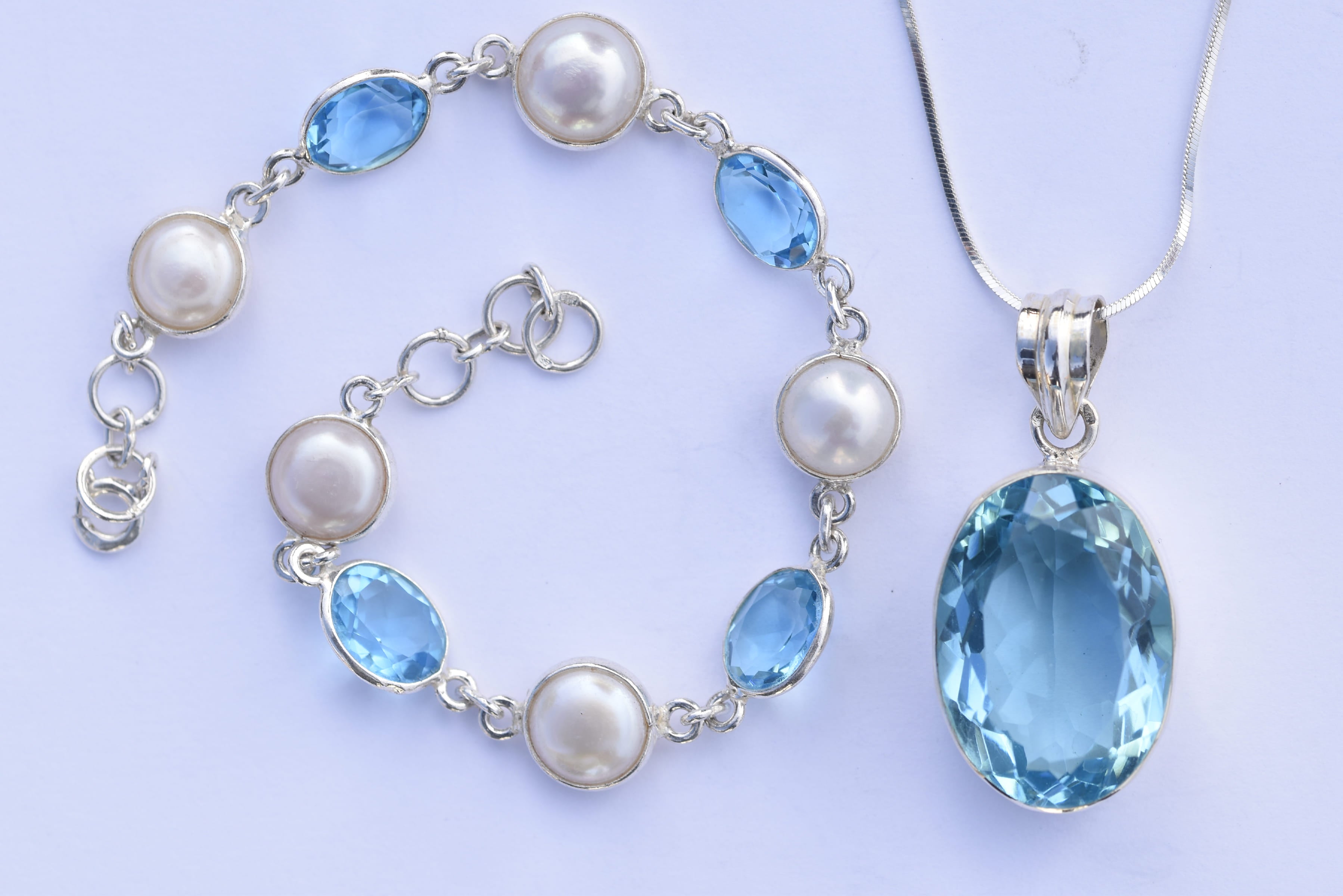 Topáz köves ékszer szett ezüst foglalatban