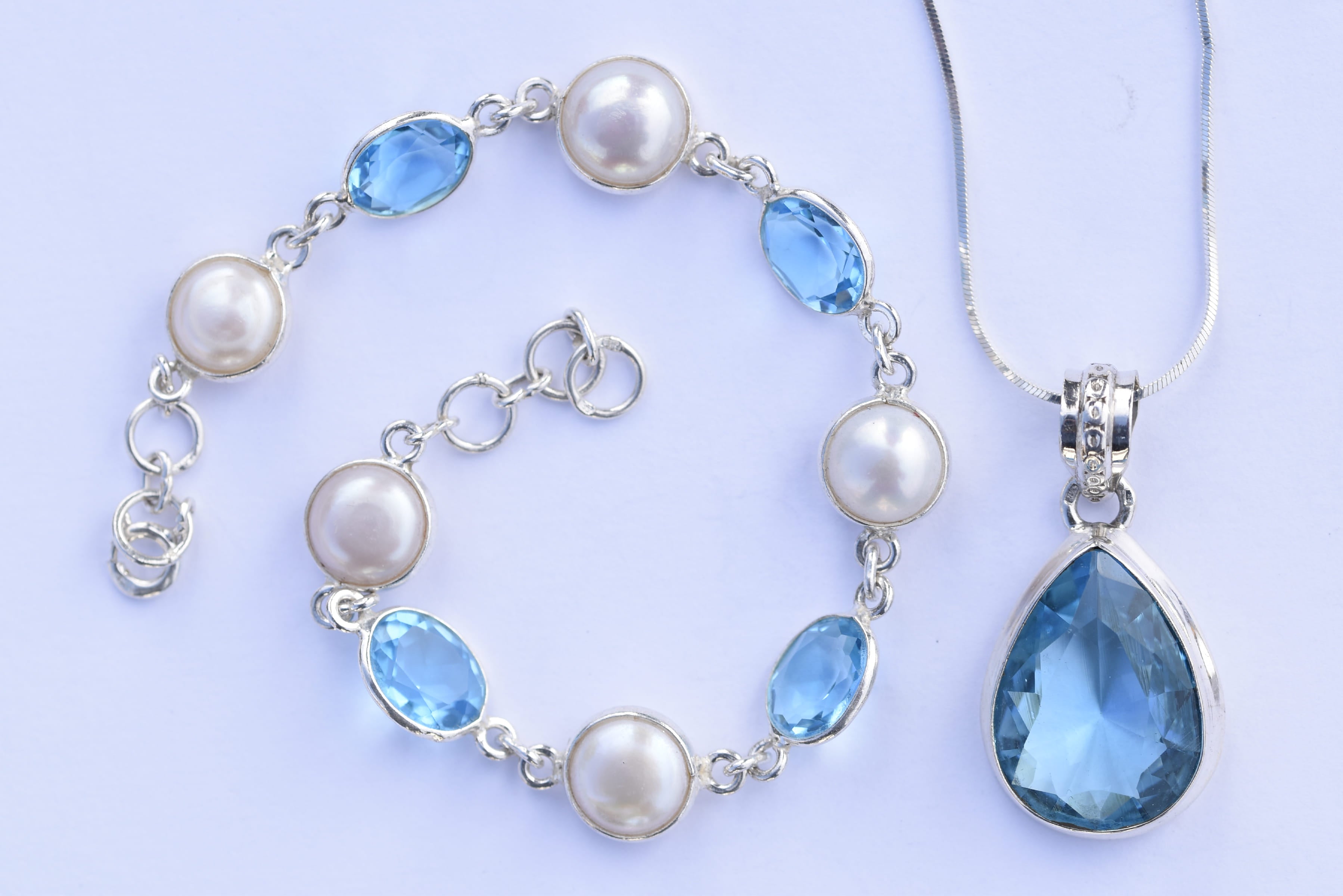 Topáz köves ékszer szett ezüst foglalatban