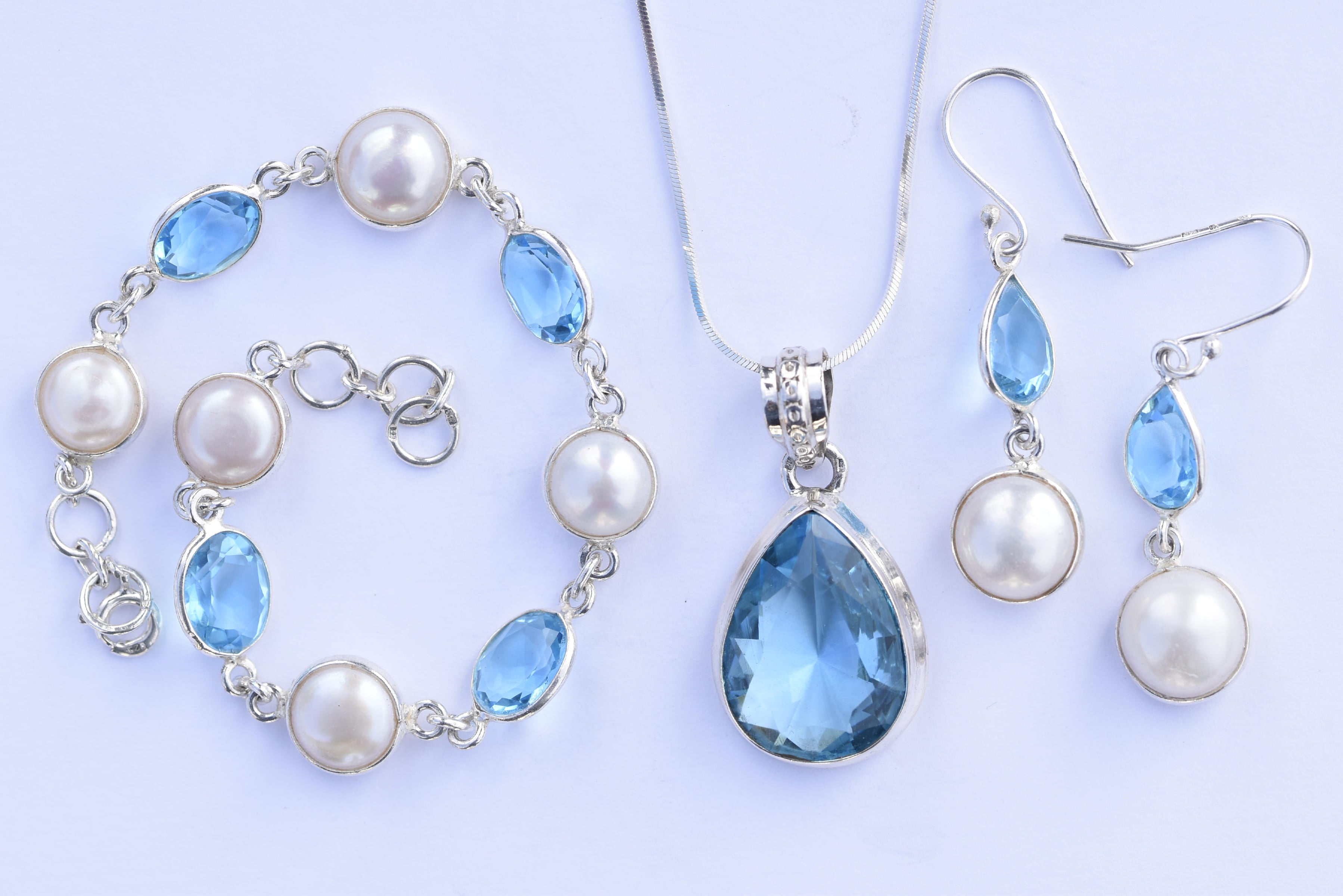 Topáz köves ékszer szett ezüst foglalatban