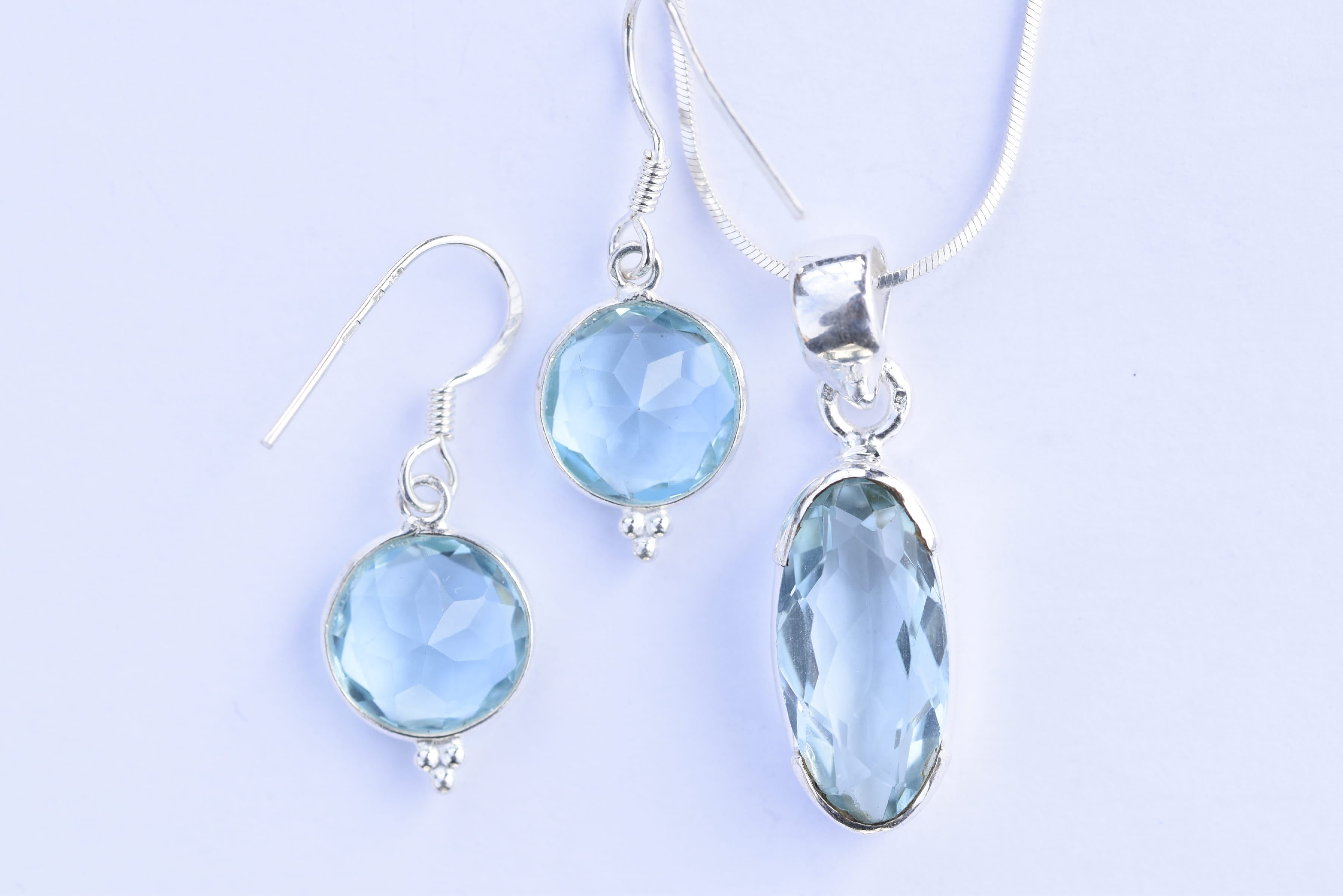 Topáz köves ékszer szett ezüst foglalatban