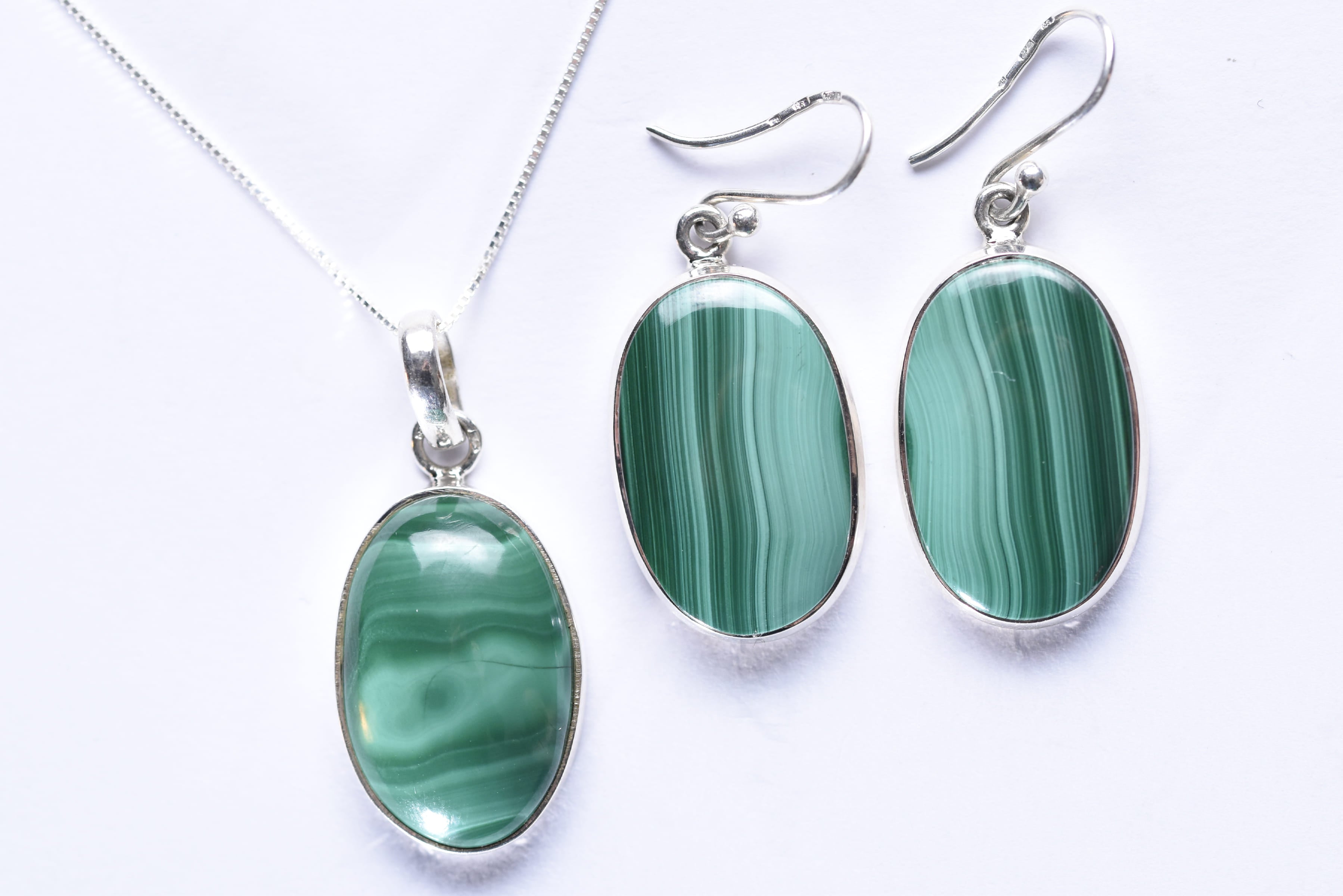 Malachit köves ékszer szett ezüst foglalatban