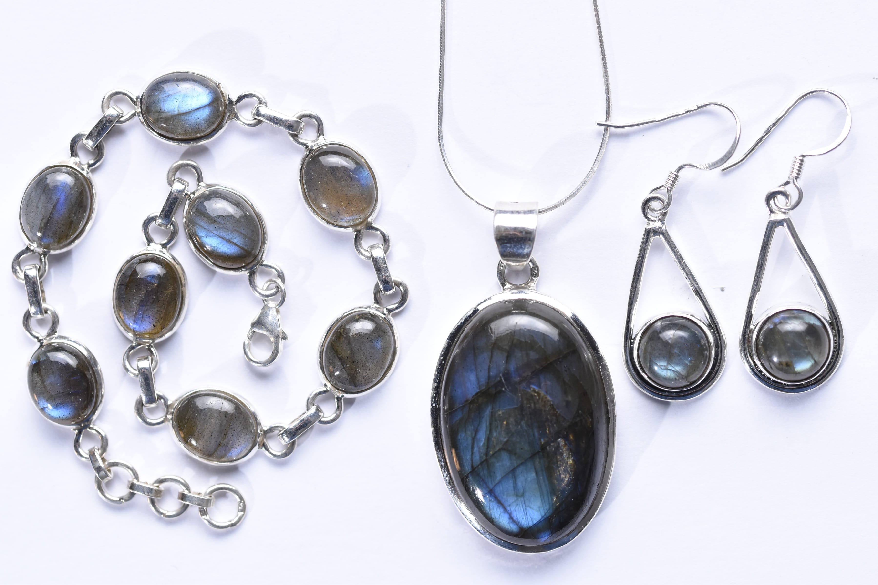 Labradorit köves ékszer szett ezüst foglalatban