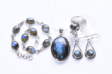 Labradorit köves ékszer szett ezüst foglalatban