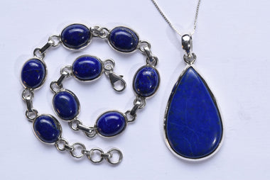 Lápisz lazuli köves ékszer szett ezüst foglalatban