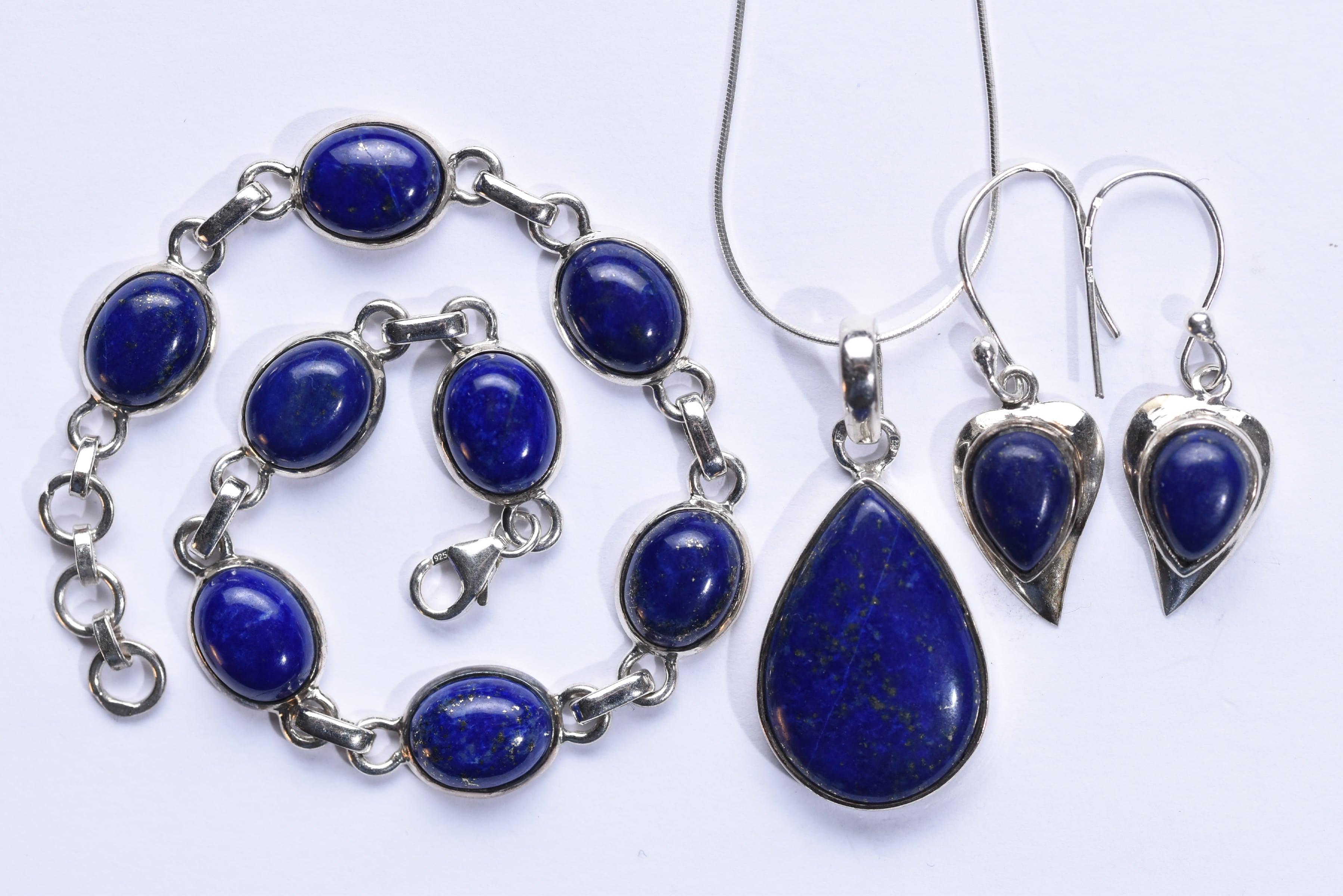 Lápisz lazuli köves ékszer szett ezüst foglalatban